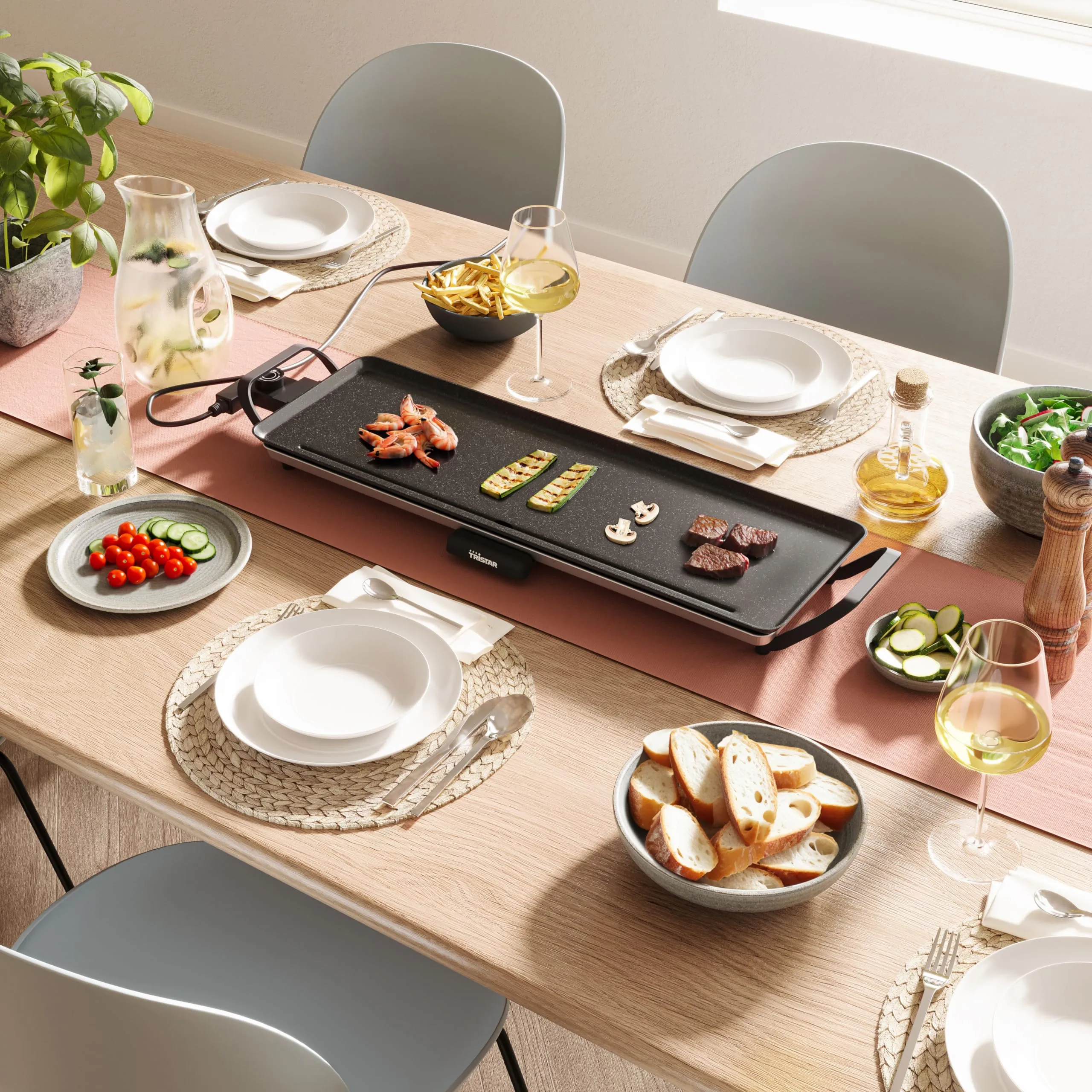 Tristar Griglia da tavolo slim L, 70 x 23 cm, BP-2668 - immagine 2