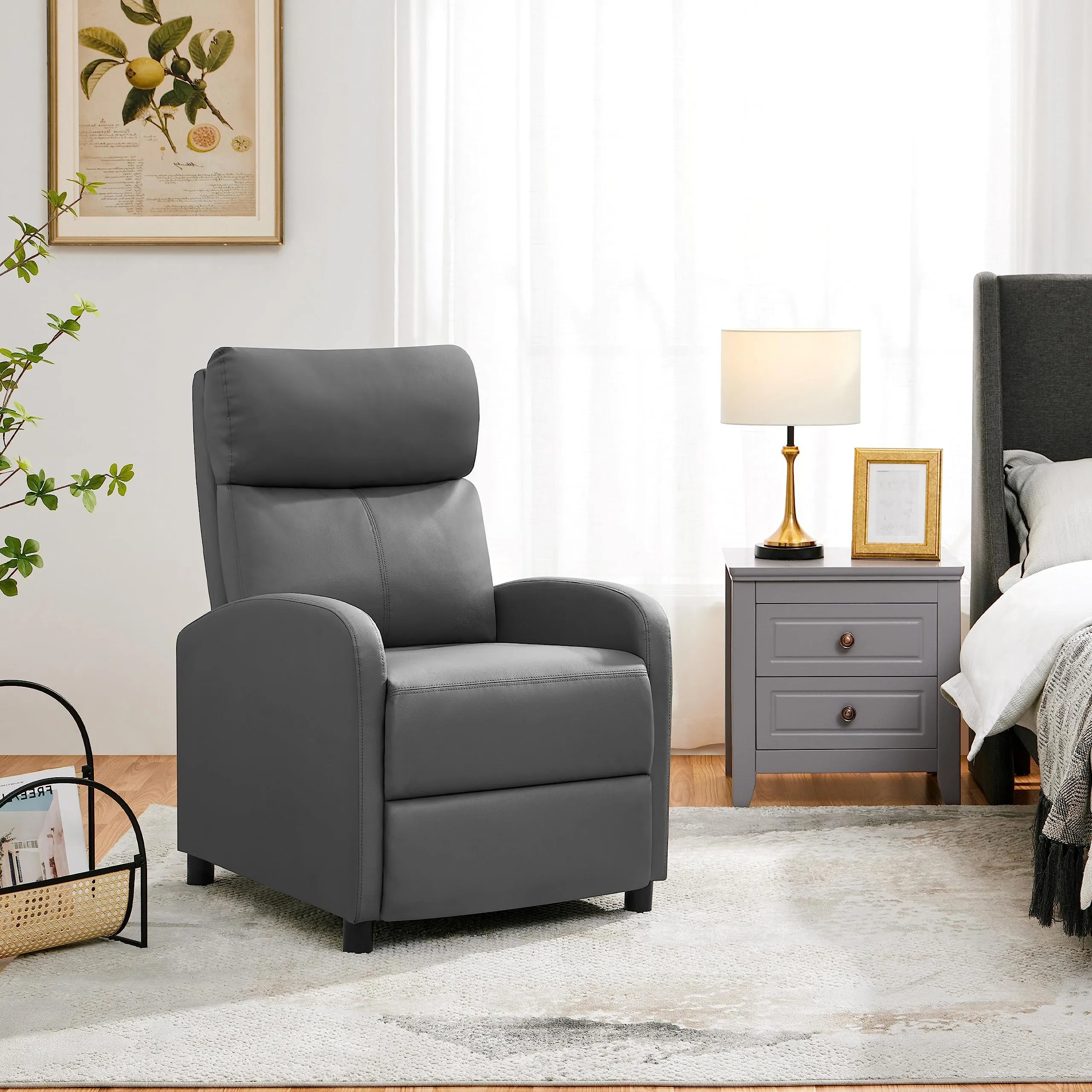 Yaheetech Poltrona Relax Reclinabile con Poggiapiedi, Grigio - immagine 8