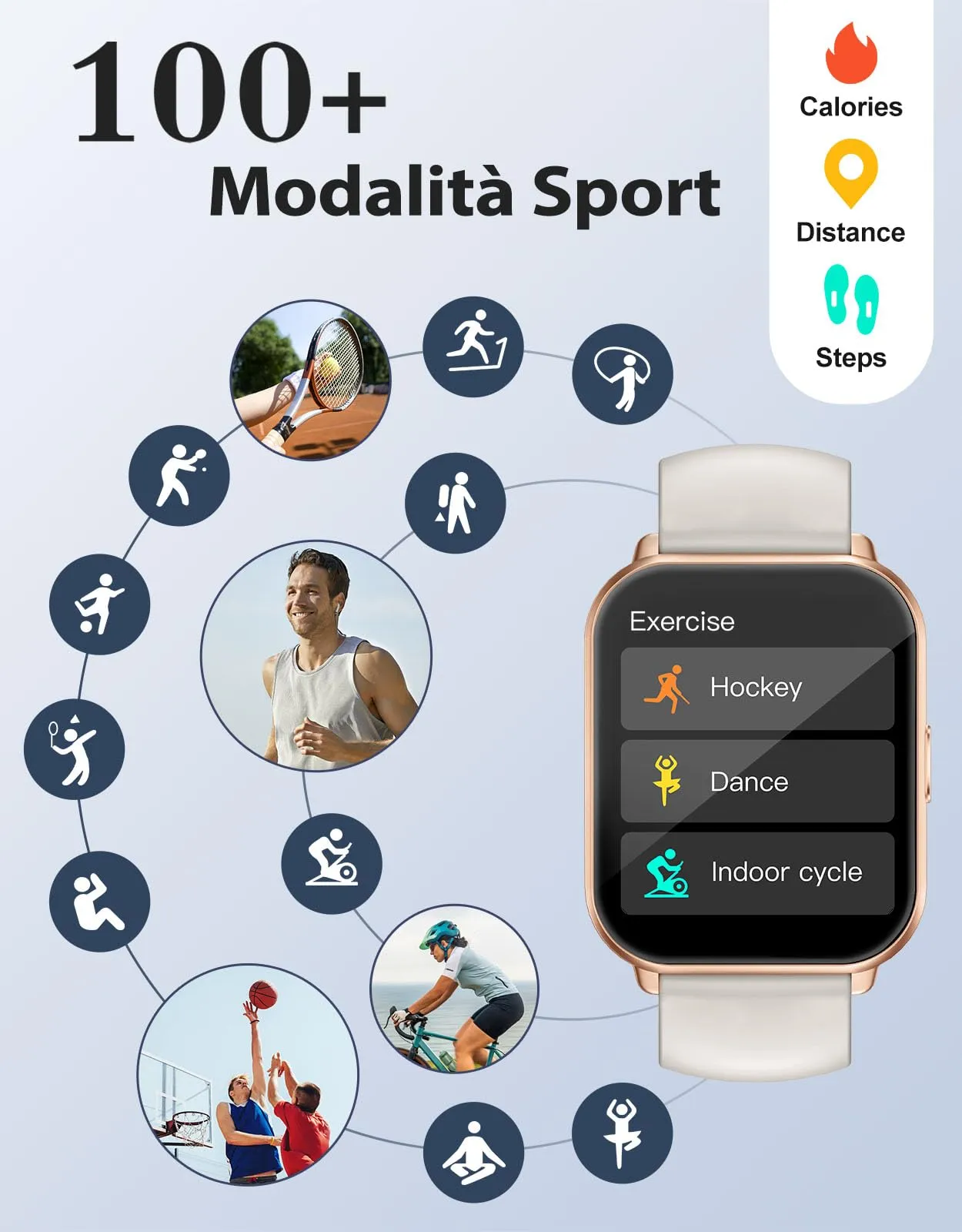 RUIMEN Smartwatch AMOLED 1.83", Chiamate Bluetooth, Fitness Tracker con Cardiofrequenzimetro e Saturimetro, Impermeabile 1ATM, Compatibile Android e iOS, Galassia - immagine 2