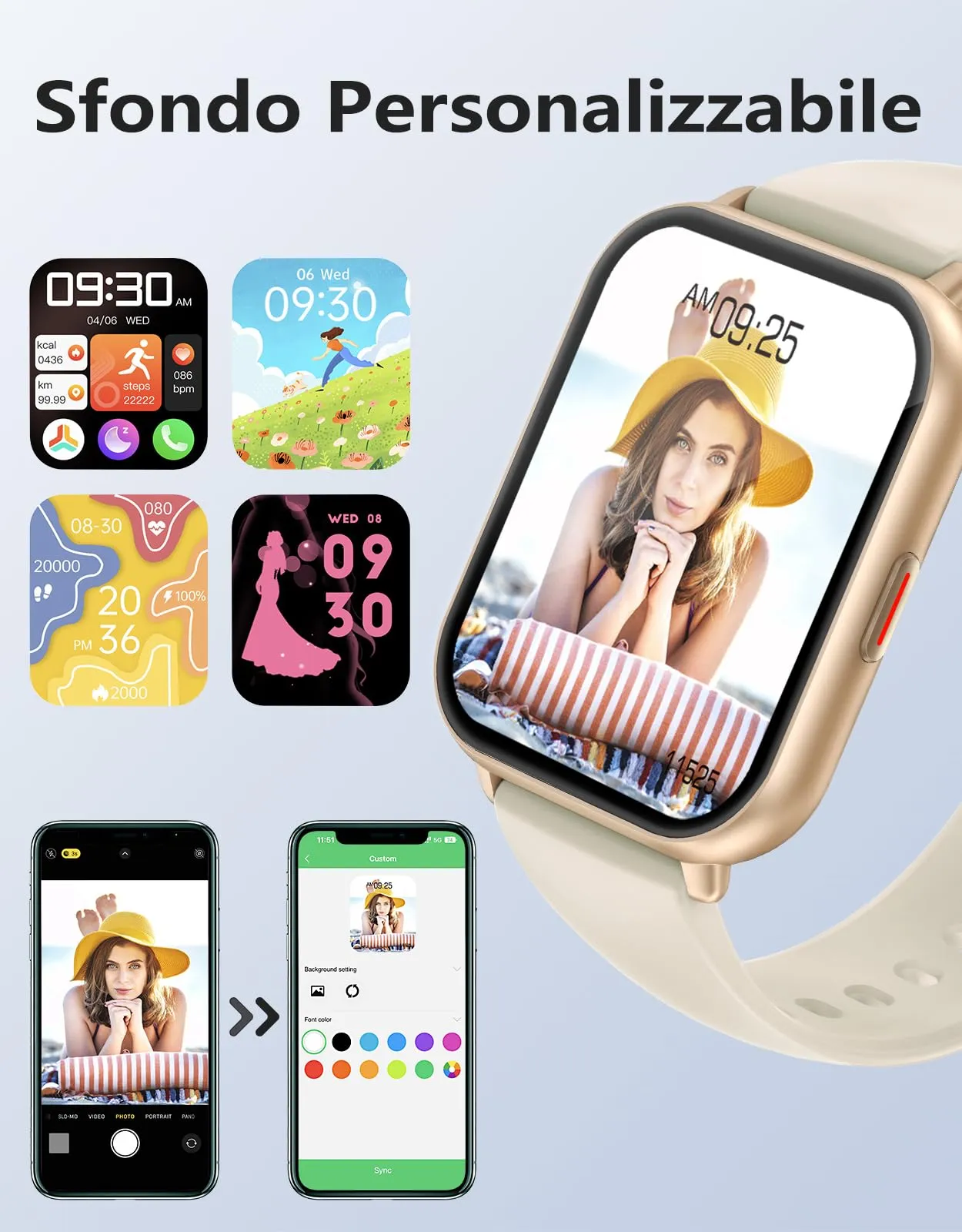 RUIMEN Smartwatch AMOLED 1.83", Chiamate Bluetooth, Fitness Tracker con Cardiofrequenzimetro e Saturimetro, Impermeabile 1ATM, Compatibile Android e iOS, Galassia - immagine 4
