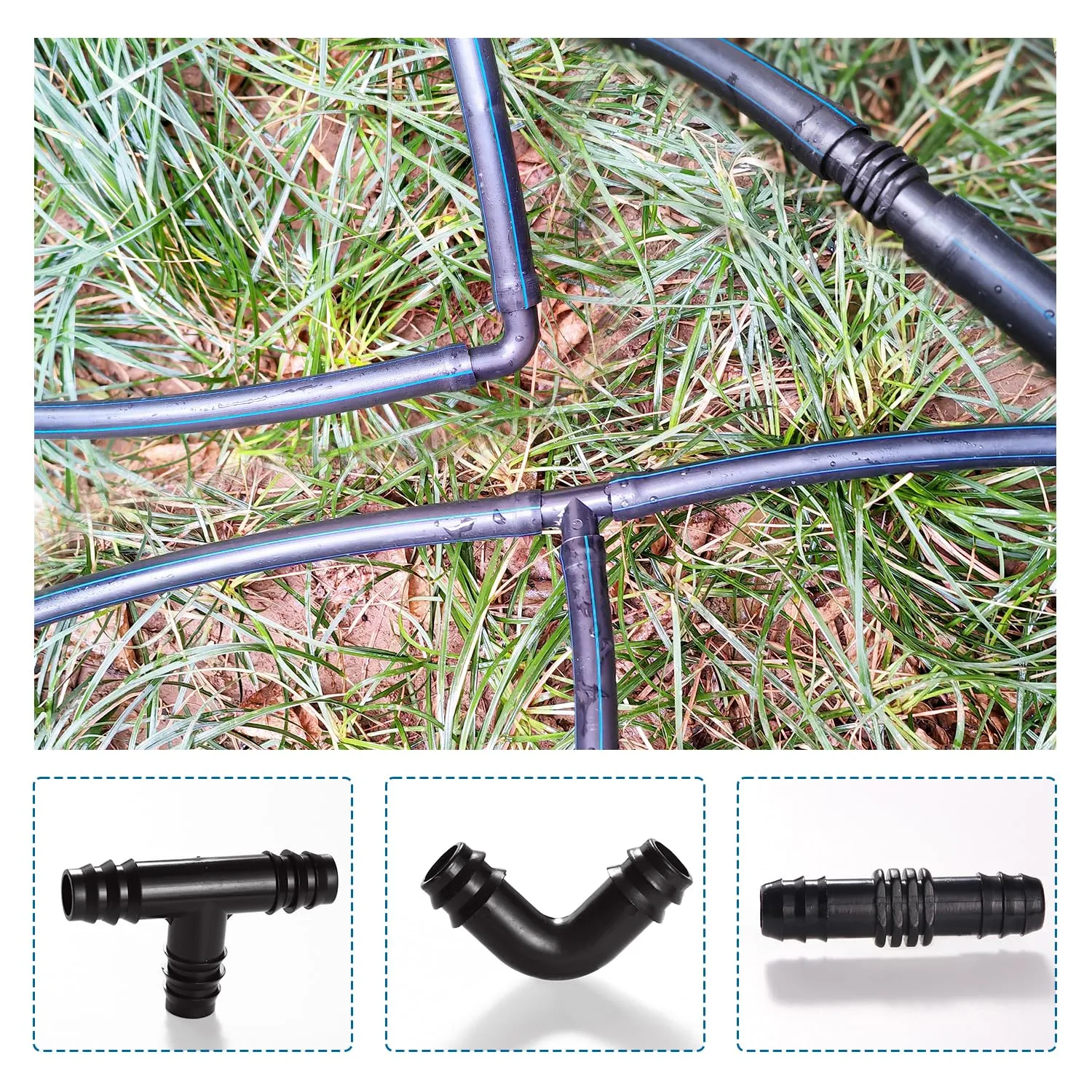 VooGenzek Kit Connettori per Tubi Flessibili 16mm, 24 Pezzi (Tee, Diritte, Gomiti) per Irrigazione a Goccia in Plastica - immagine 5