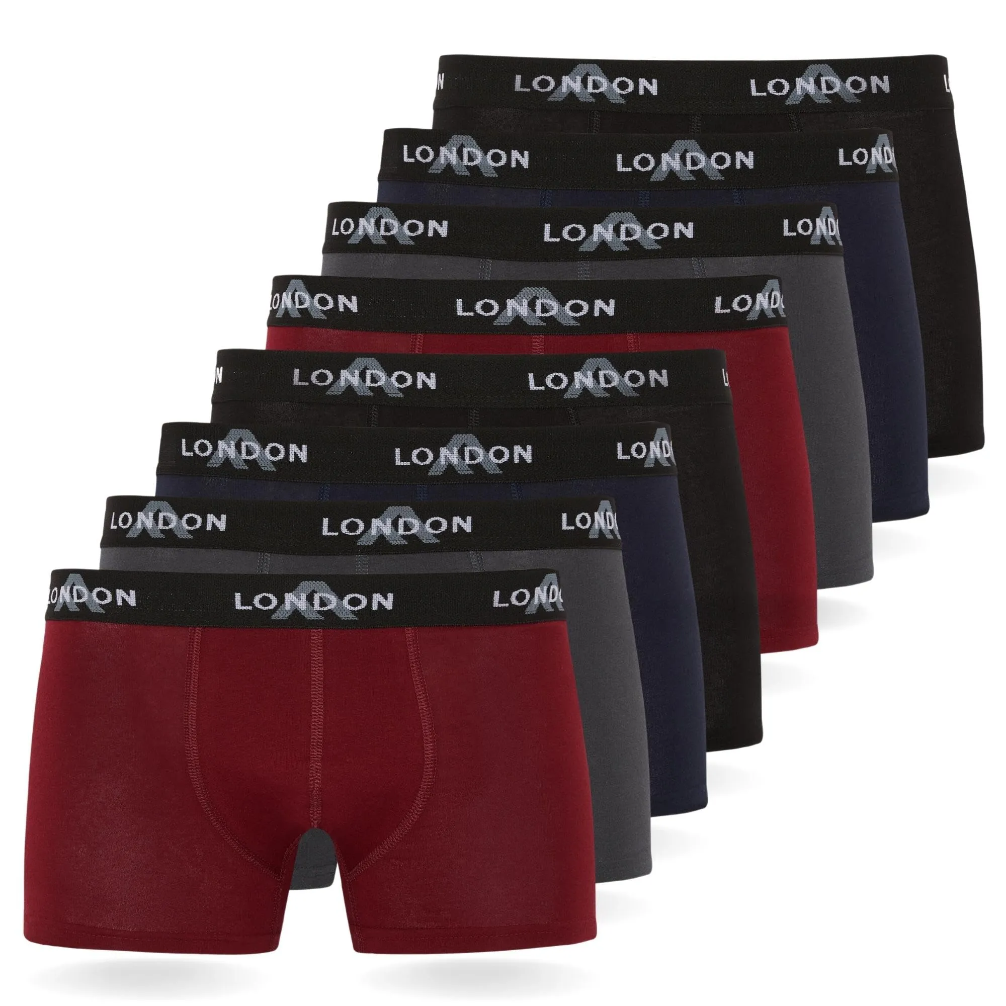 FM London Boxer Uomo in Cotone, Colori Scuri Assortiti, 8 Pezzi, 3XL - immagine 1