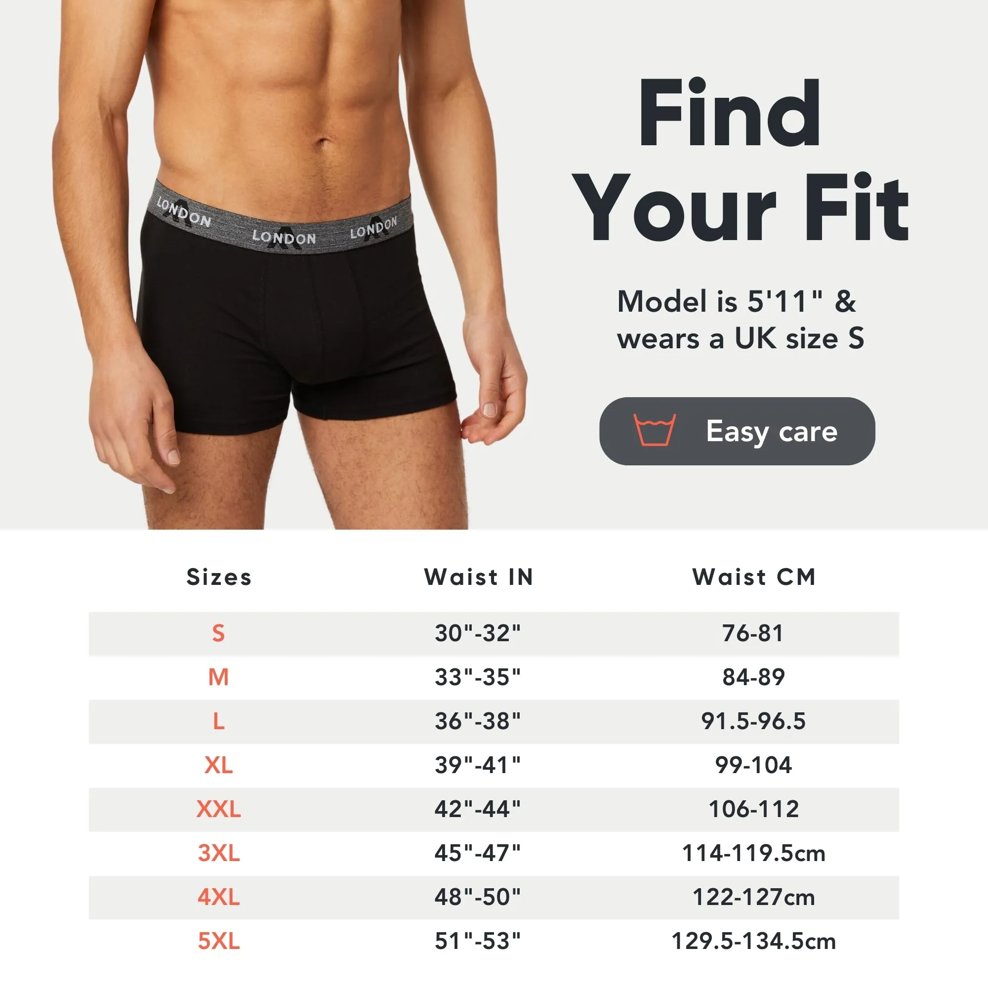 FM London Boxer Uomo in Cotone, Nero, 8 Pezzi, 3XL - immagine 5