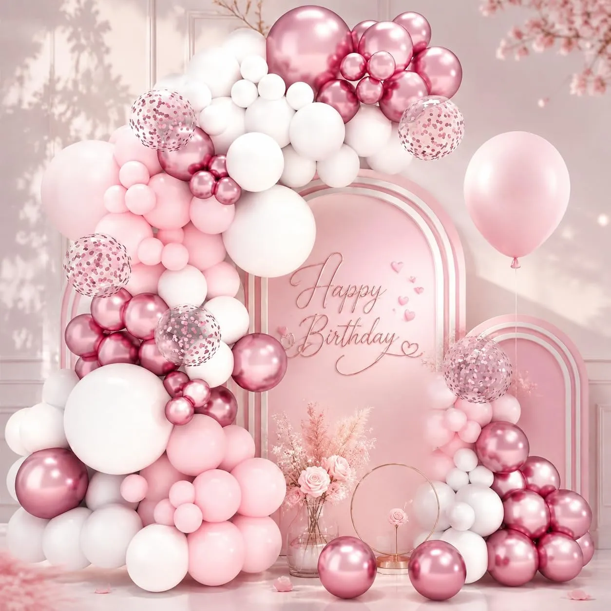 fairymaiden Kit Arco Palloncini Rosa e Bianchi, 102 Pezzi - immagine 1