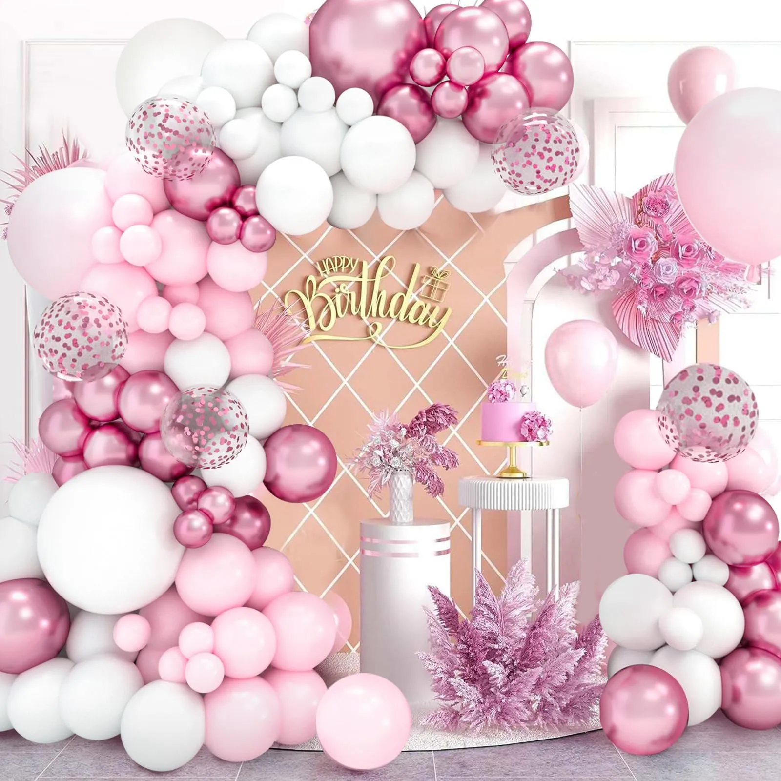fairymaiden Kit Arco Palloncini Rosa e Bianchi, 102 Pezzi - immagine 5