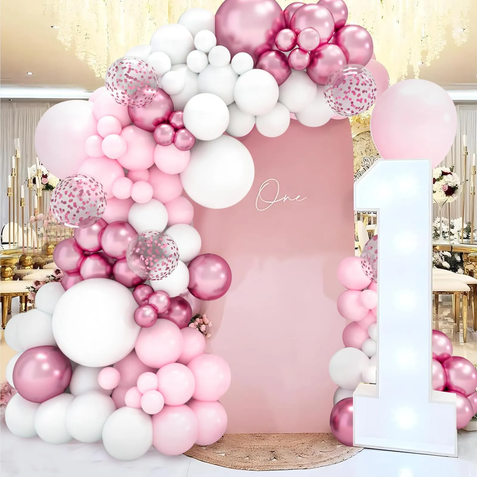 fairymaiden Kit Arco Palloncini Rosa e Bianchi, 102 Pezzi - immagine 7
