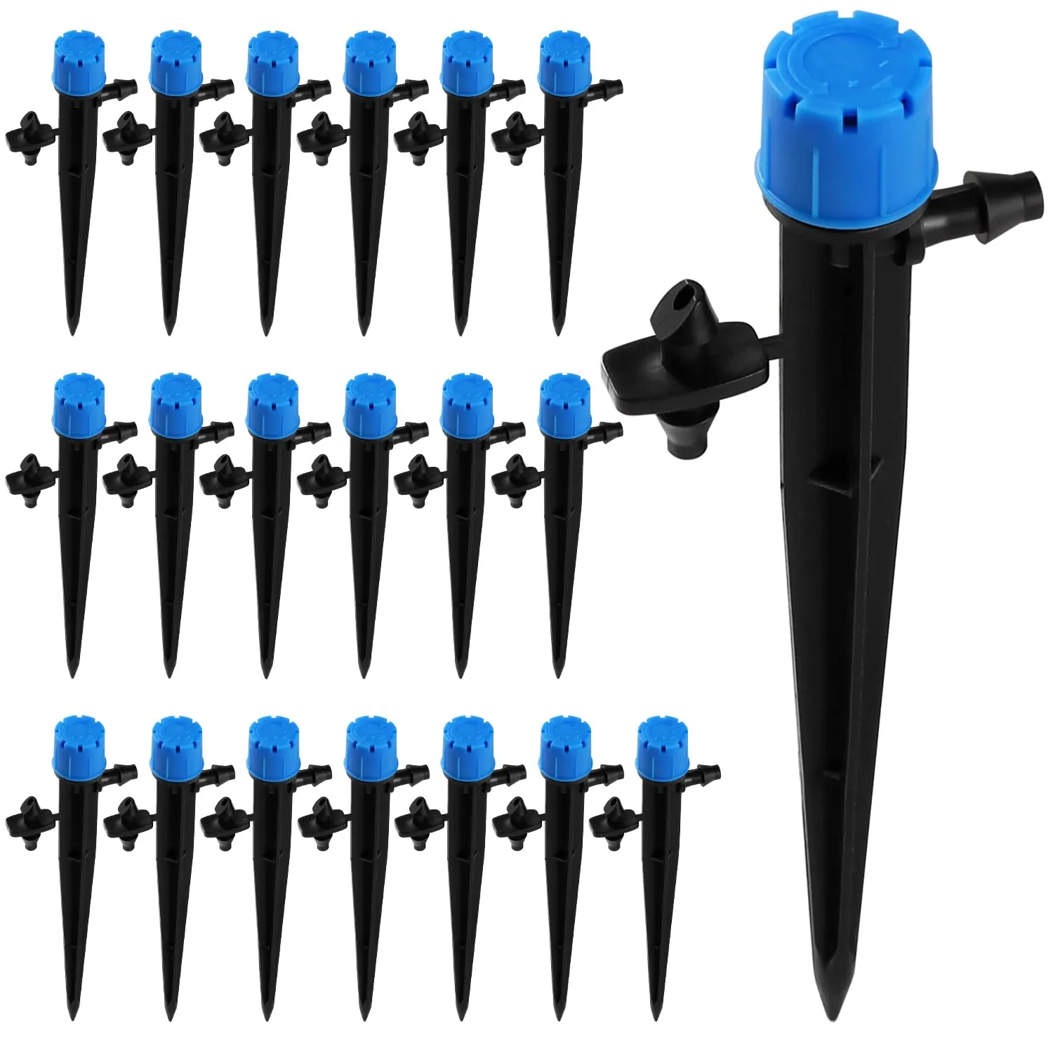VooGenzek Gocciolatore di Irrigazione Regolabile a 8 Fori 360 Gradi per Tubo 4/7 mm, 20 Pezzi, Blu - immagine 1