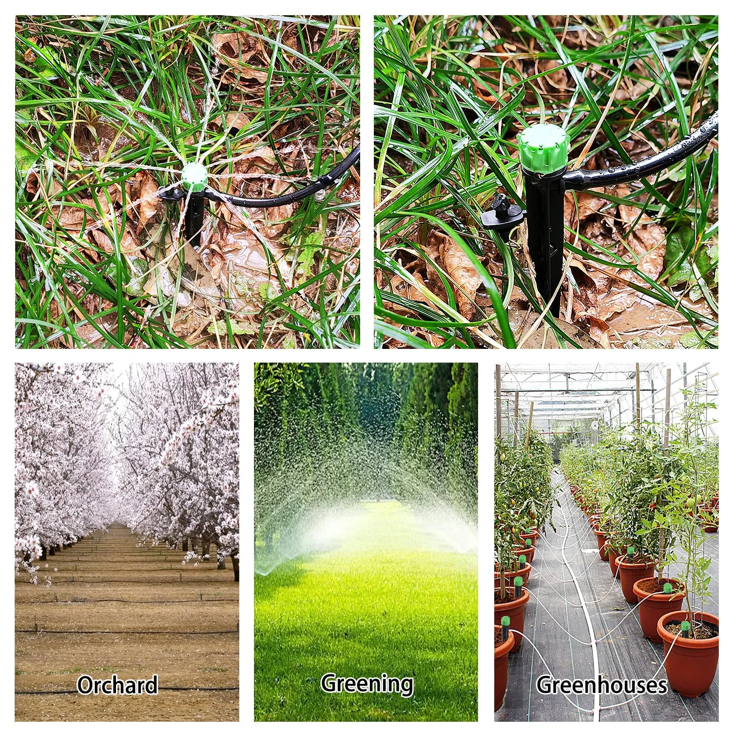 VooGenzek Goccia a Irrigazione Regolabile 360 Gradi, 8 Fori, 20 Pezzi per Tubo 4/7 mm, Verde con Connettore - immagine 7