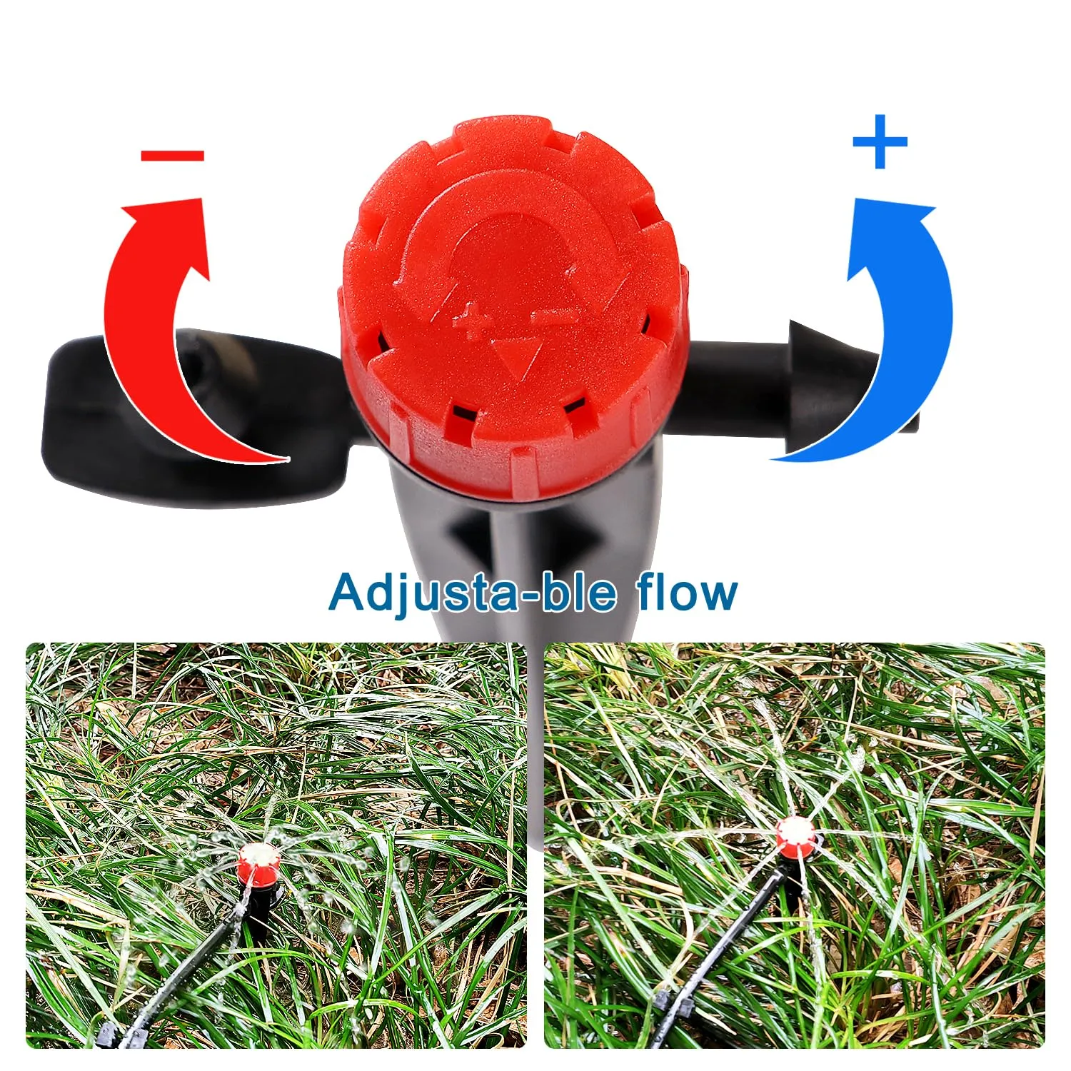 VooGenzek Gocciolatori di Irrigazione Regolabili a 8 Fori, 20 Pezzi, per Tubo 4/7 mm, Rosso - immagine 3