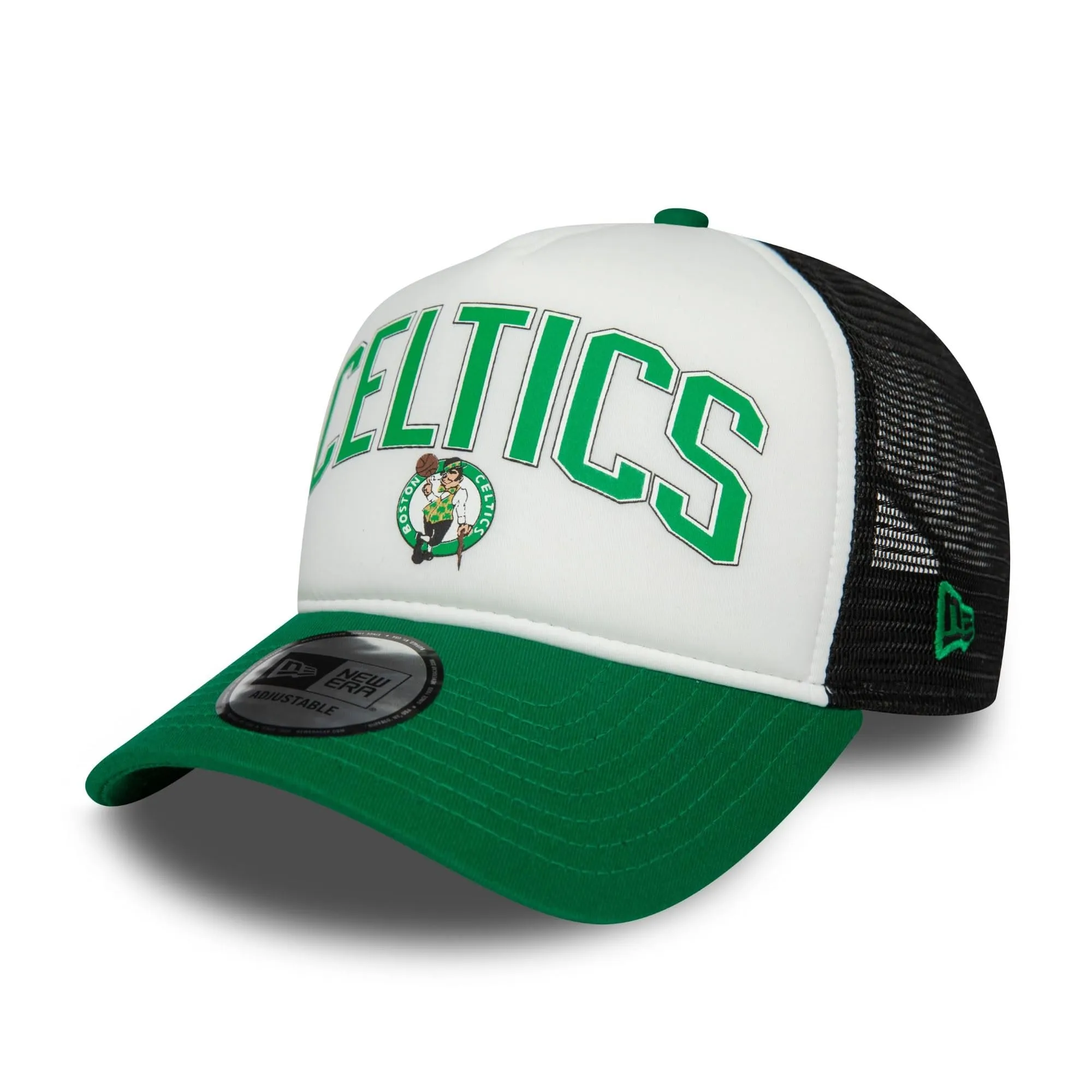 New Era Boston Celtics Cappellino da Baseball Regolabile con Visiera Curva, Verde Bianco Nero - immagine 1