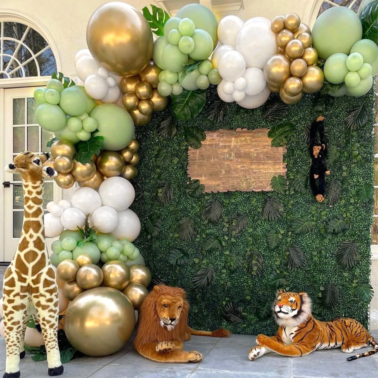 fairymaiden Kit Arco Palloncini 102 Pezzi Verde Salvia, Bianco e Oro - immagine 6