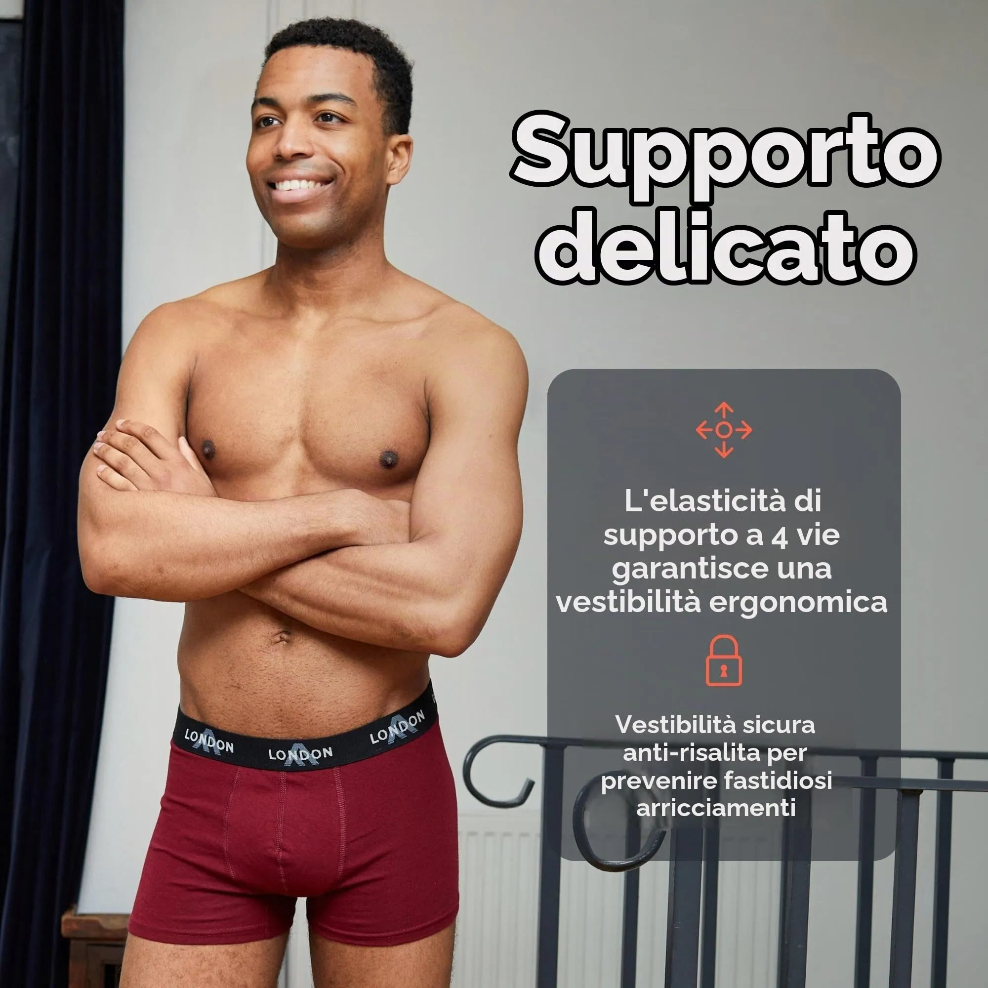 FM London Boxer Uomo in Cotone, 4 Pezzi, Colori Classici Scuri, 3XL - immagine 4