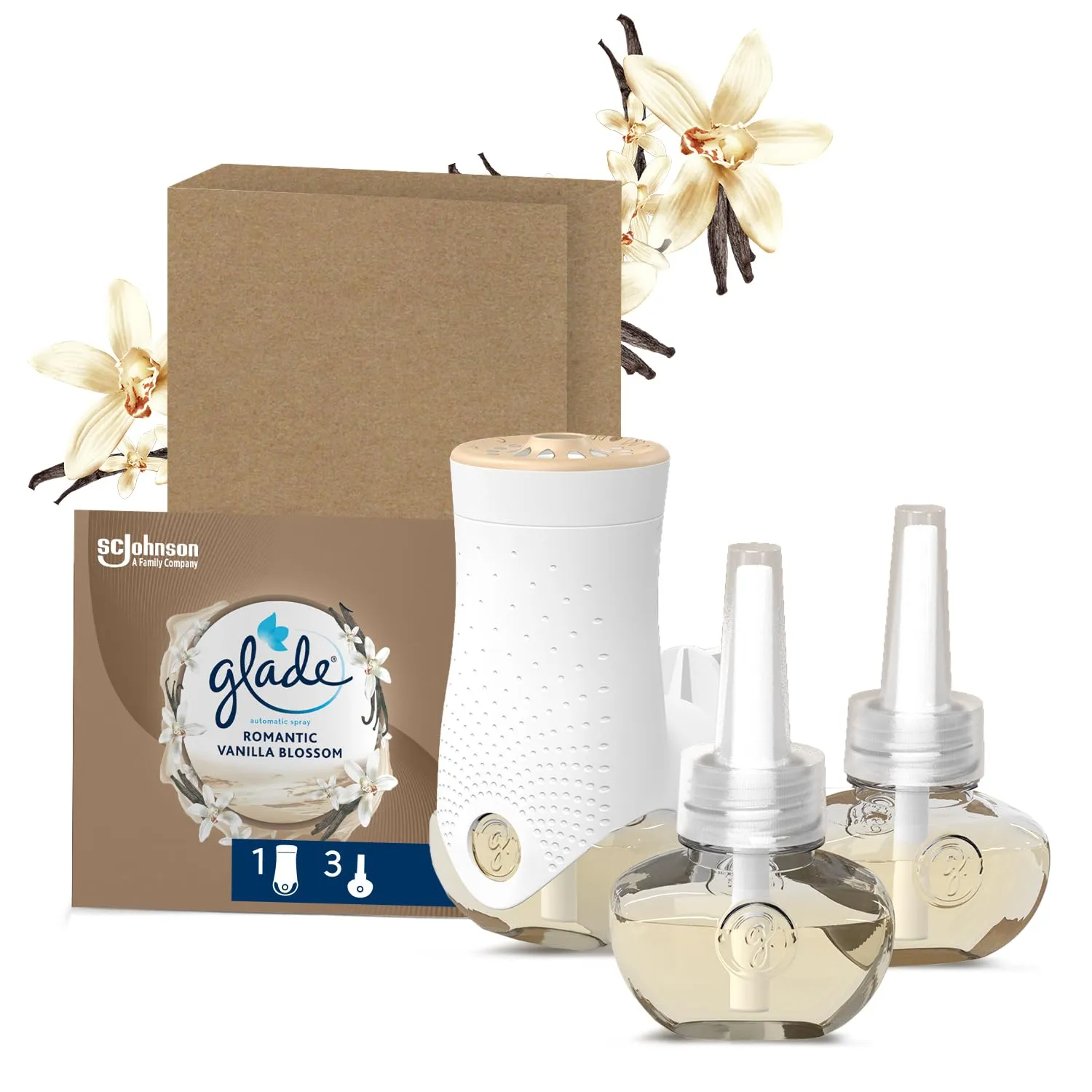 Glade Liquido Elettrico Profumatore per Ambienti Vaniglia, 1 Base e 3 Ricariche - immagine 1