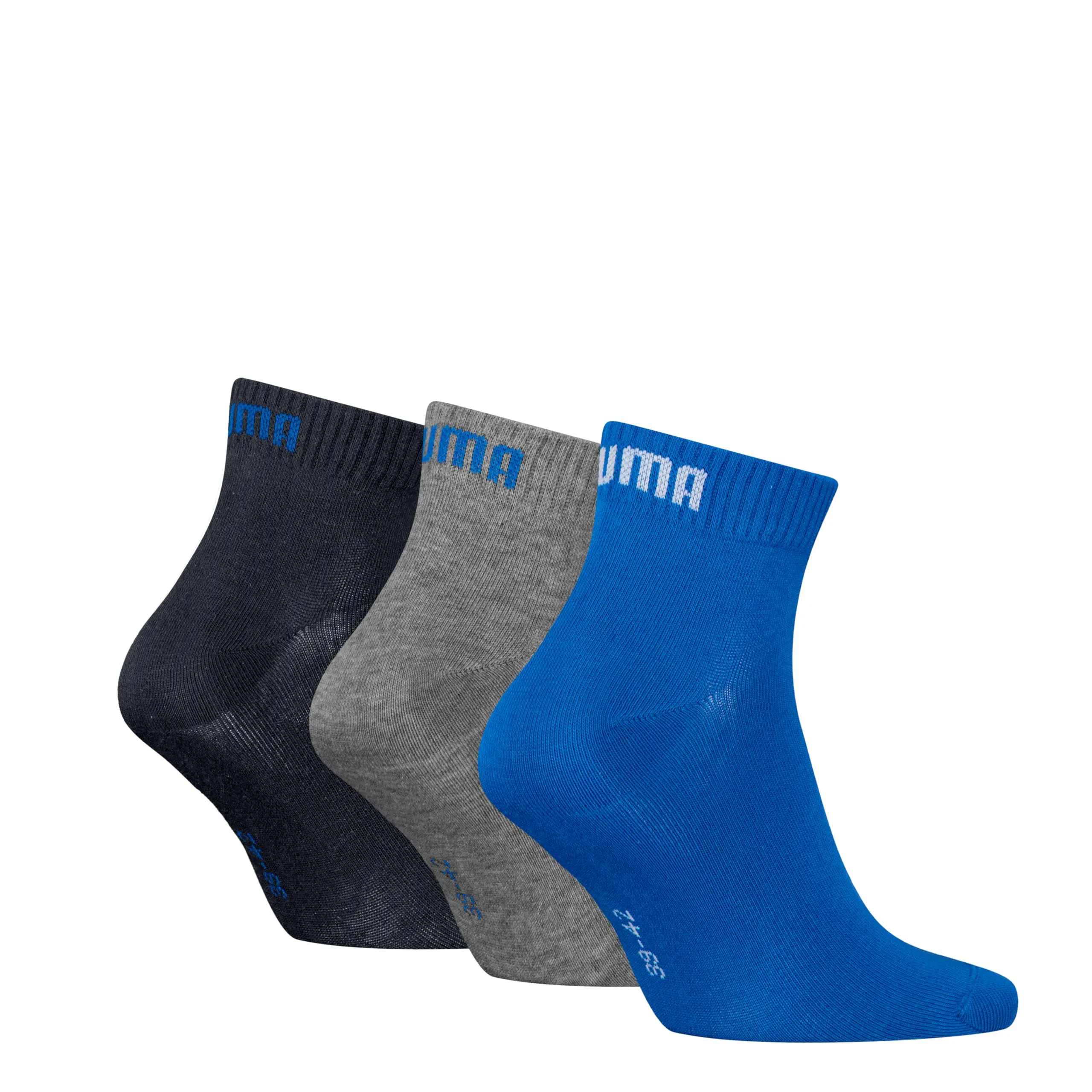 Puma Quarter Plain Socks, Unisex Adult, Blue/Grey Melange, 39-42, 3 Pack - immagine 2