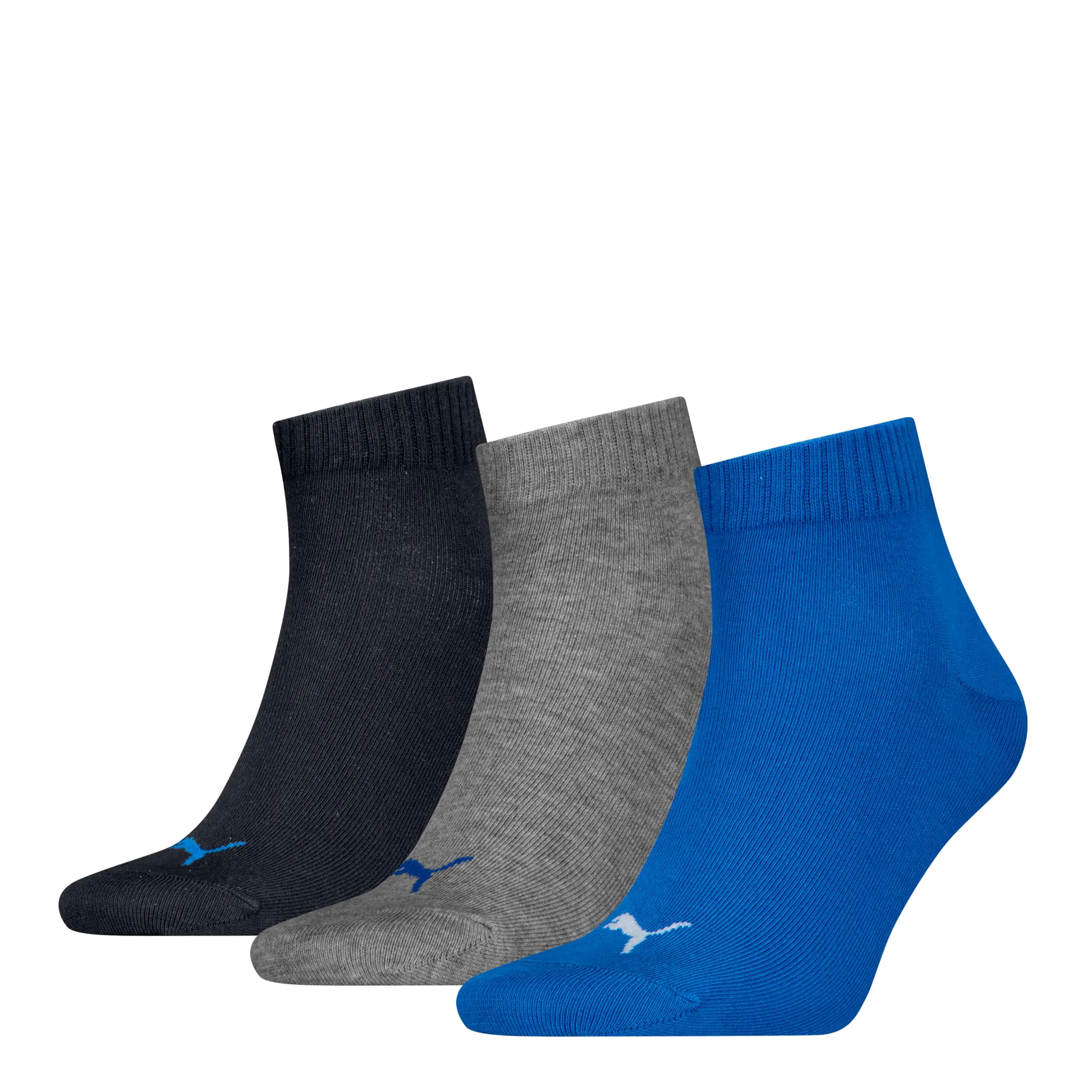 Puma Quarter Plain Socks, 3 Pack, Blue/Grey Melange, 43-46 - immagine 1