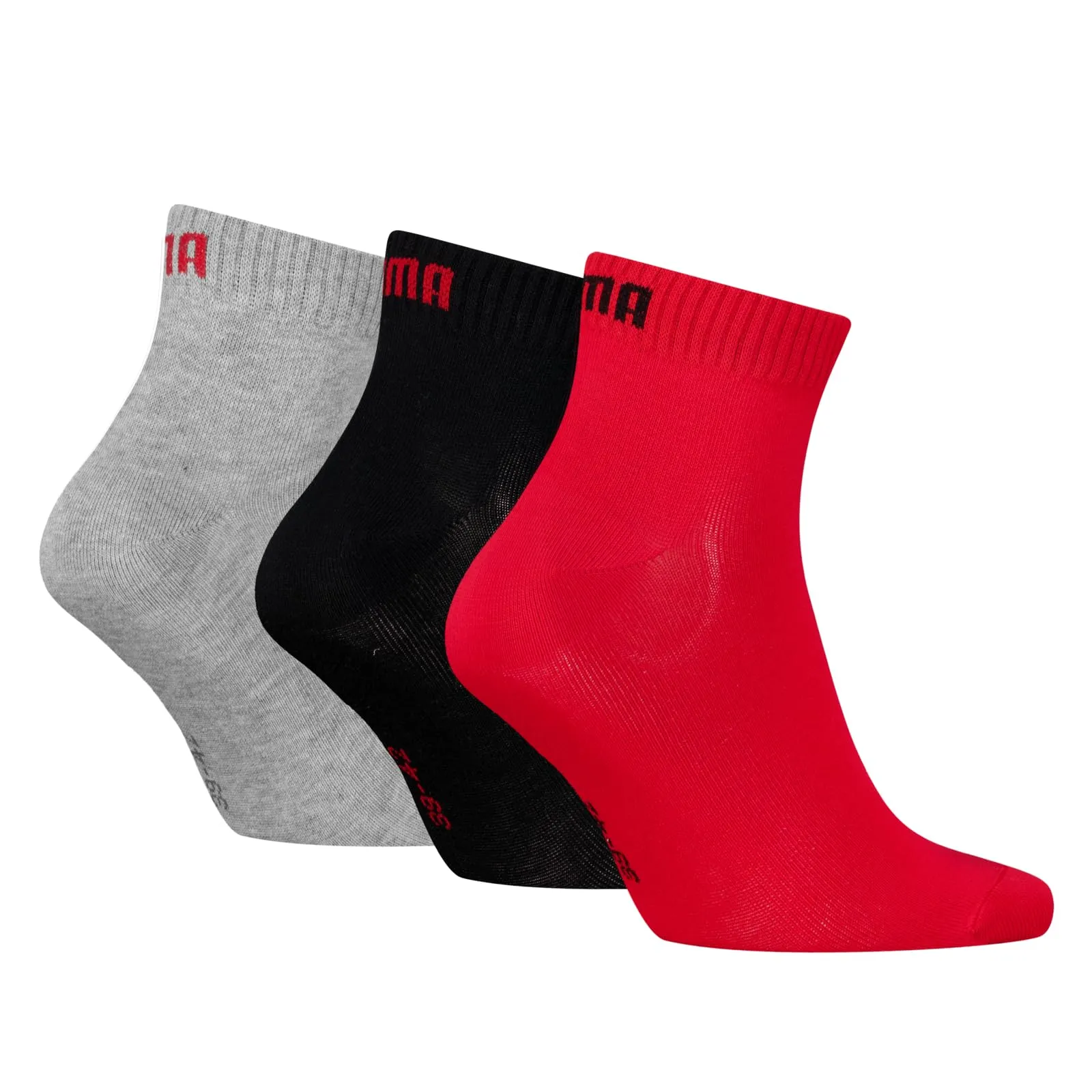 Puma Quarter Plain Socks, 3 Pairs, Black/Red, 47-49 - immagine 4