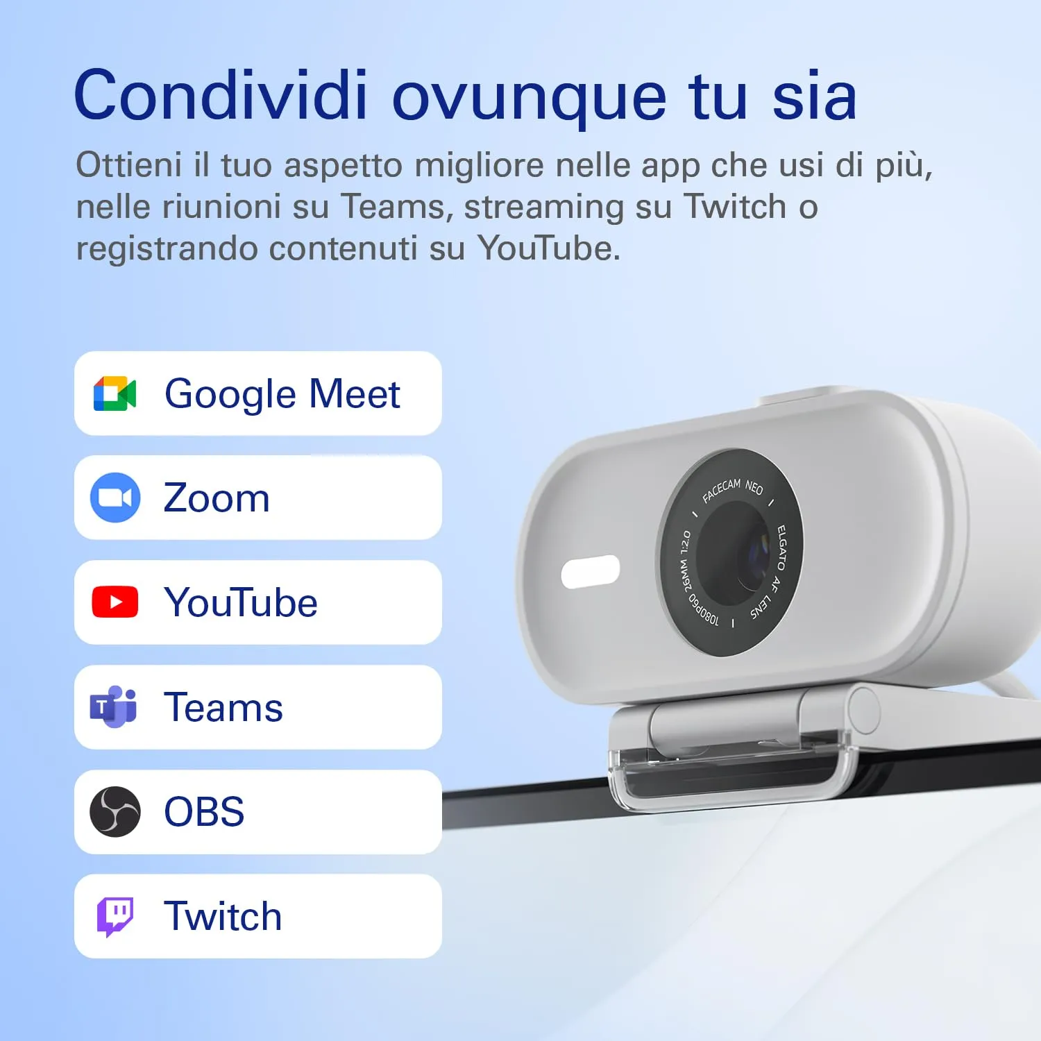 Elgato Facecam Neo Full HD Webcam with Sliding Privacy Cover - immagine 4