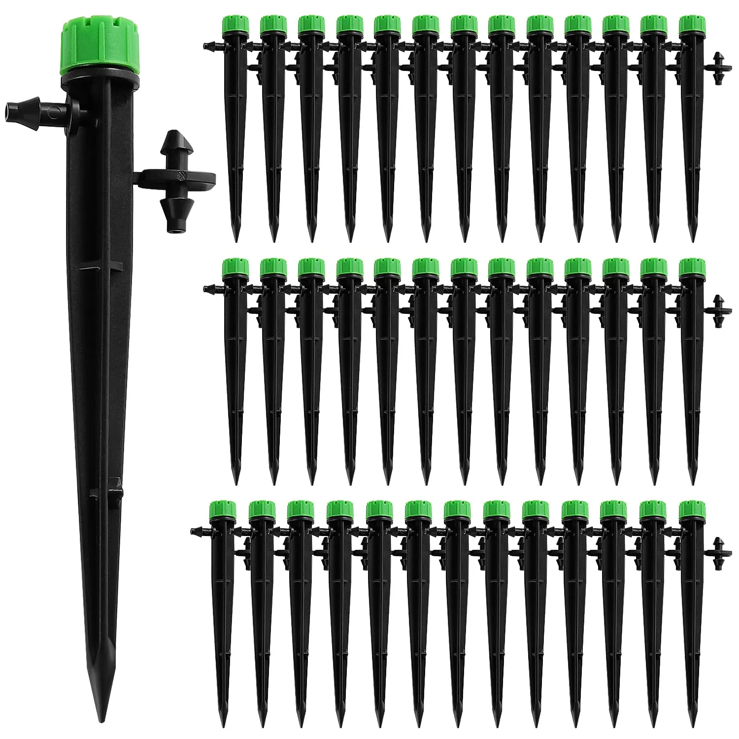 VooGenzek Gocciolatori a Irrigazione Regolabili 8 Fori, 40 Pezzi per Tubo 4/7 mm, Verde - immagine 1
