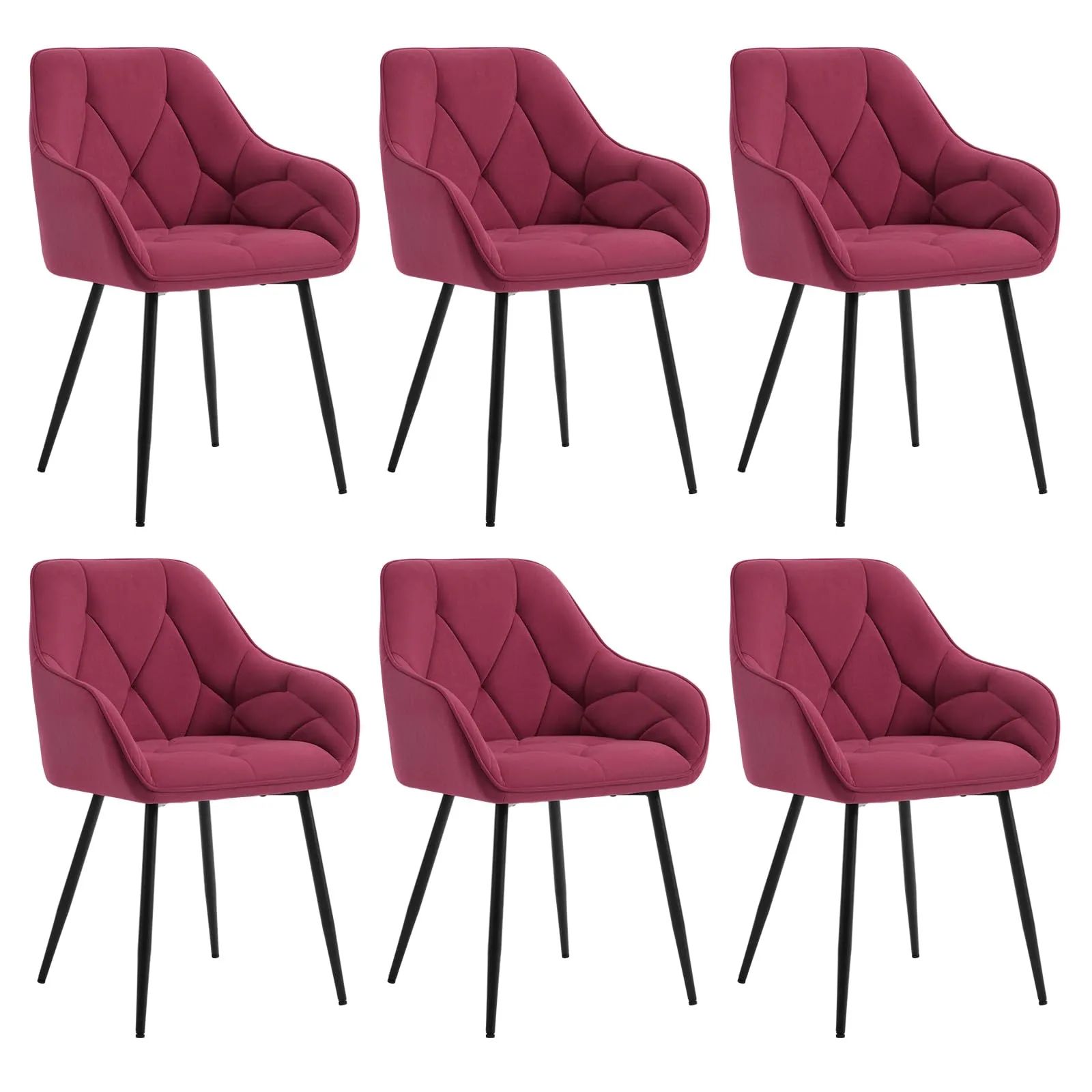 WOLTU Set di 6 Sedie da Pranzo con Braccioli e Schienale, Bordeaux, EZS02bd-6 - immagine 1