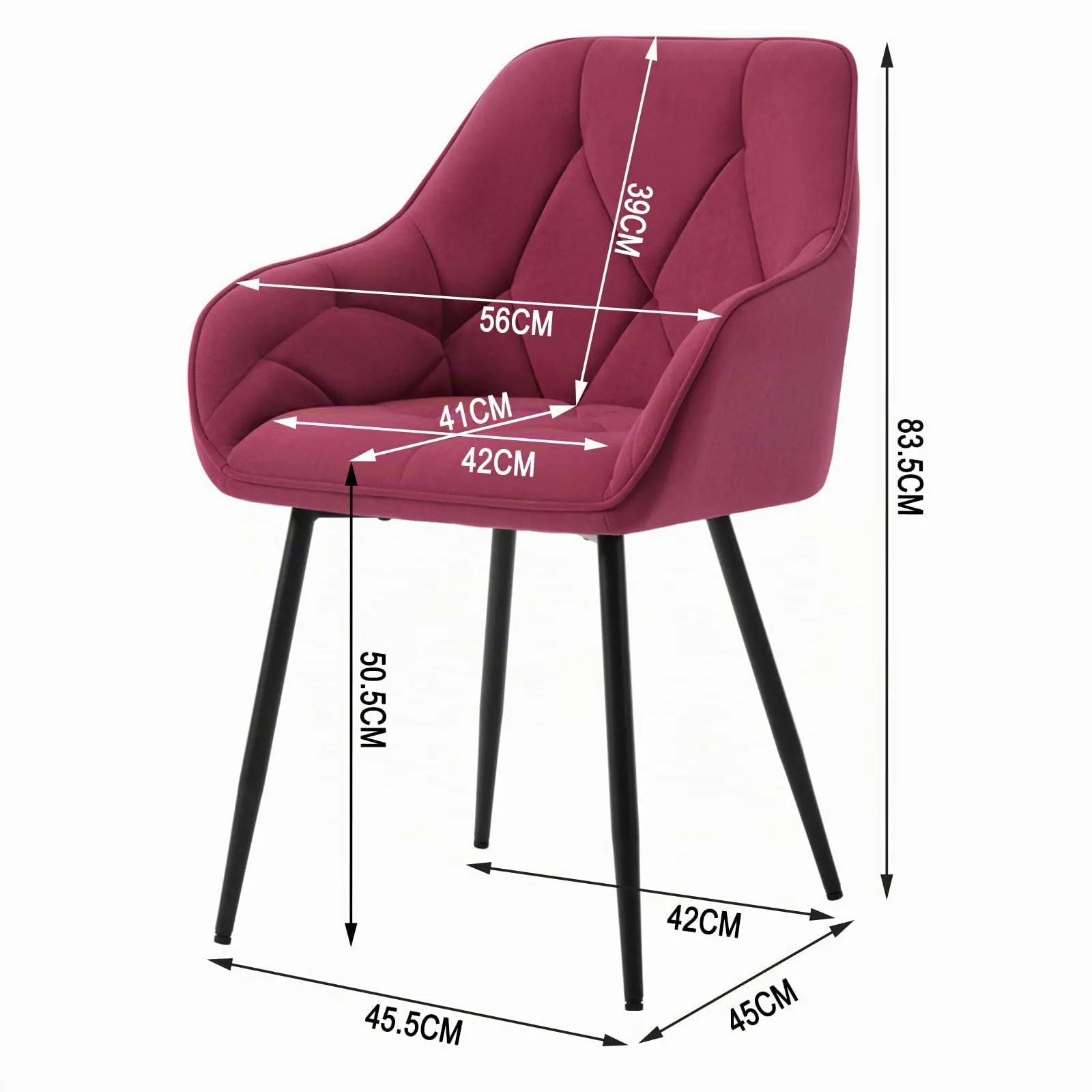 WOLTU Sedia da Pranzo con Braccioli e Schienale Poltrona da Salotto EZS02bd-1 Bordeaux - immagine 3