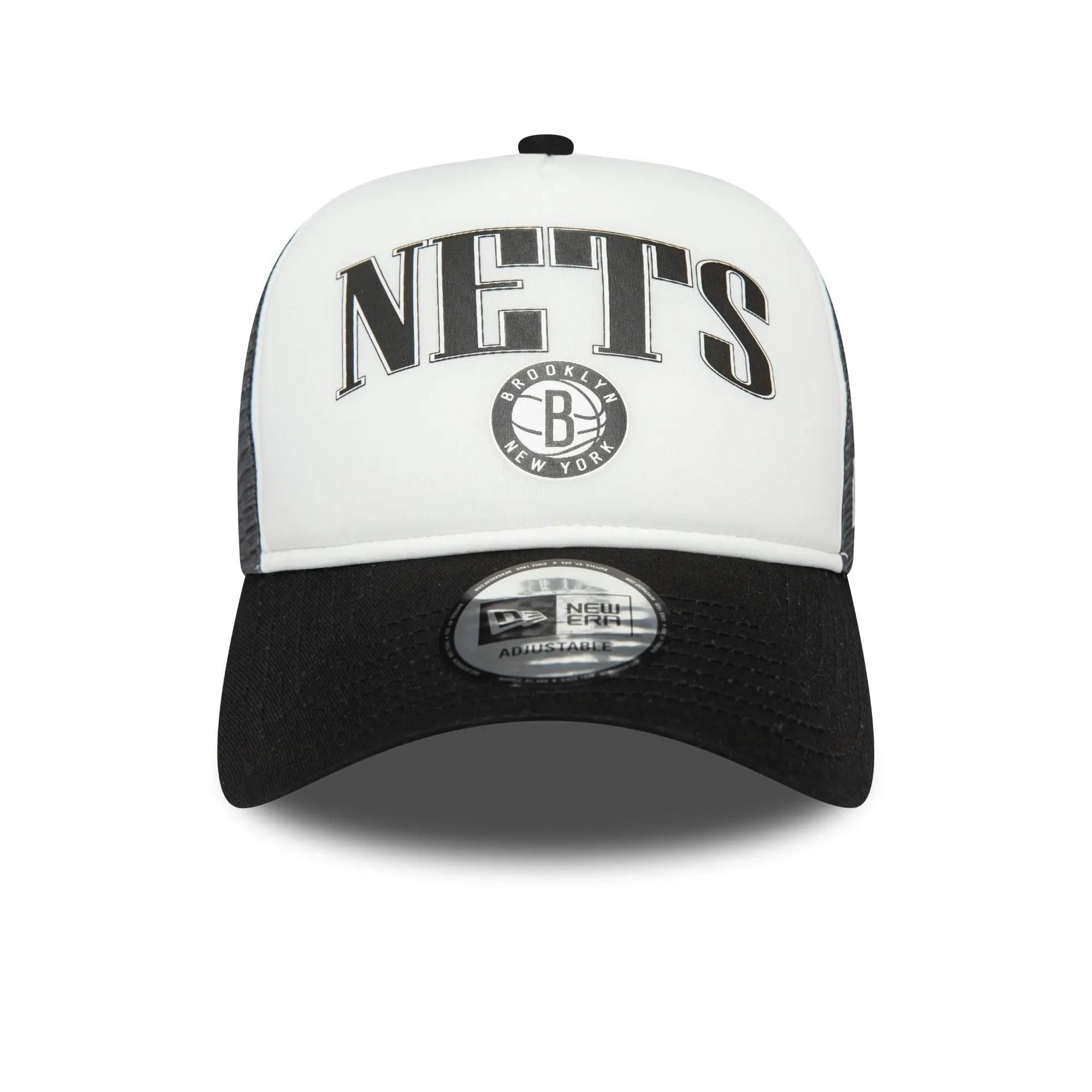 New Era Brooklyn Nets NBA A-Frame Snapback Trucker Hat - Nero Bianco - immagine 2