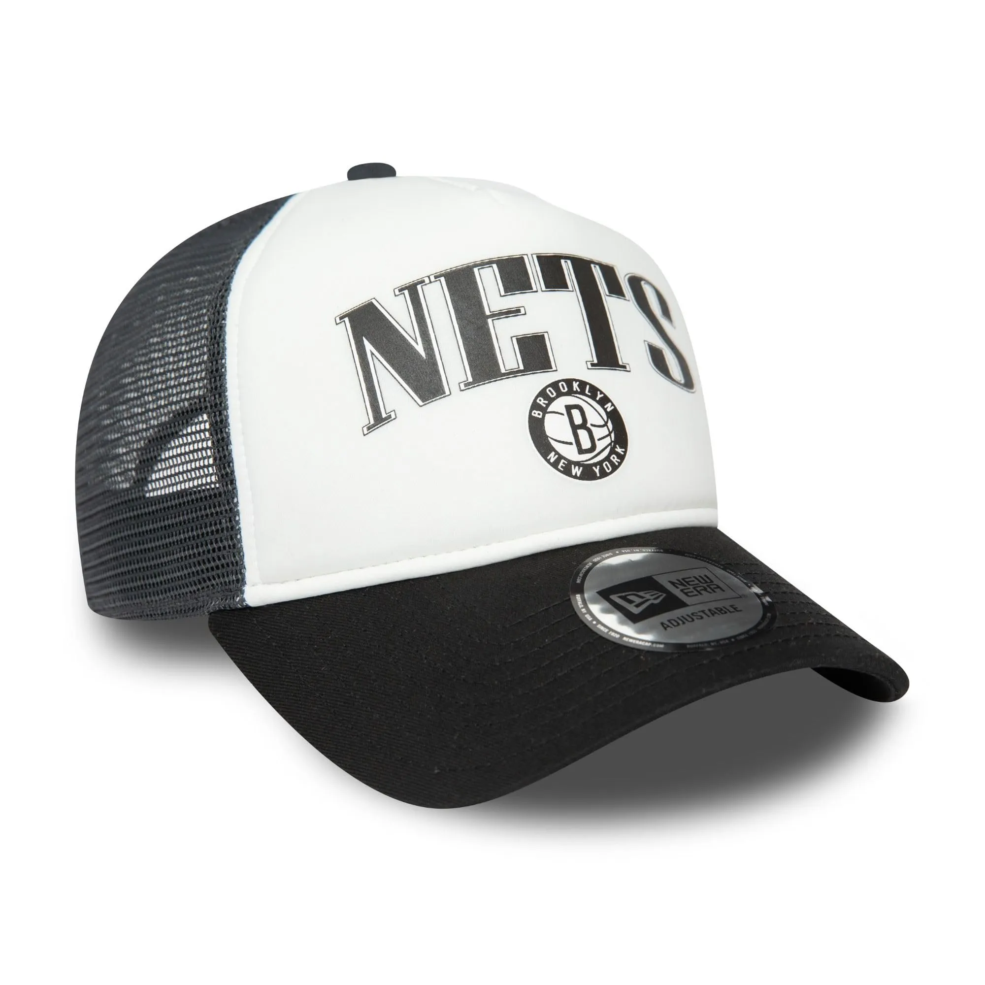 New Era Brooklyn Nets NBA A-Frame Snapback Trucker Hat - Nero Bianco - immagine 3