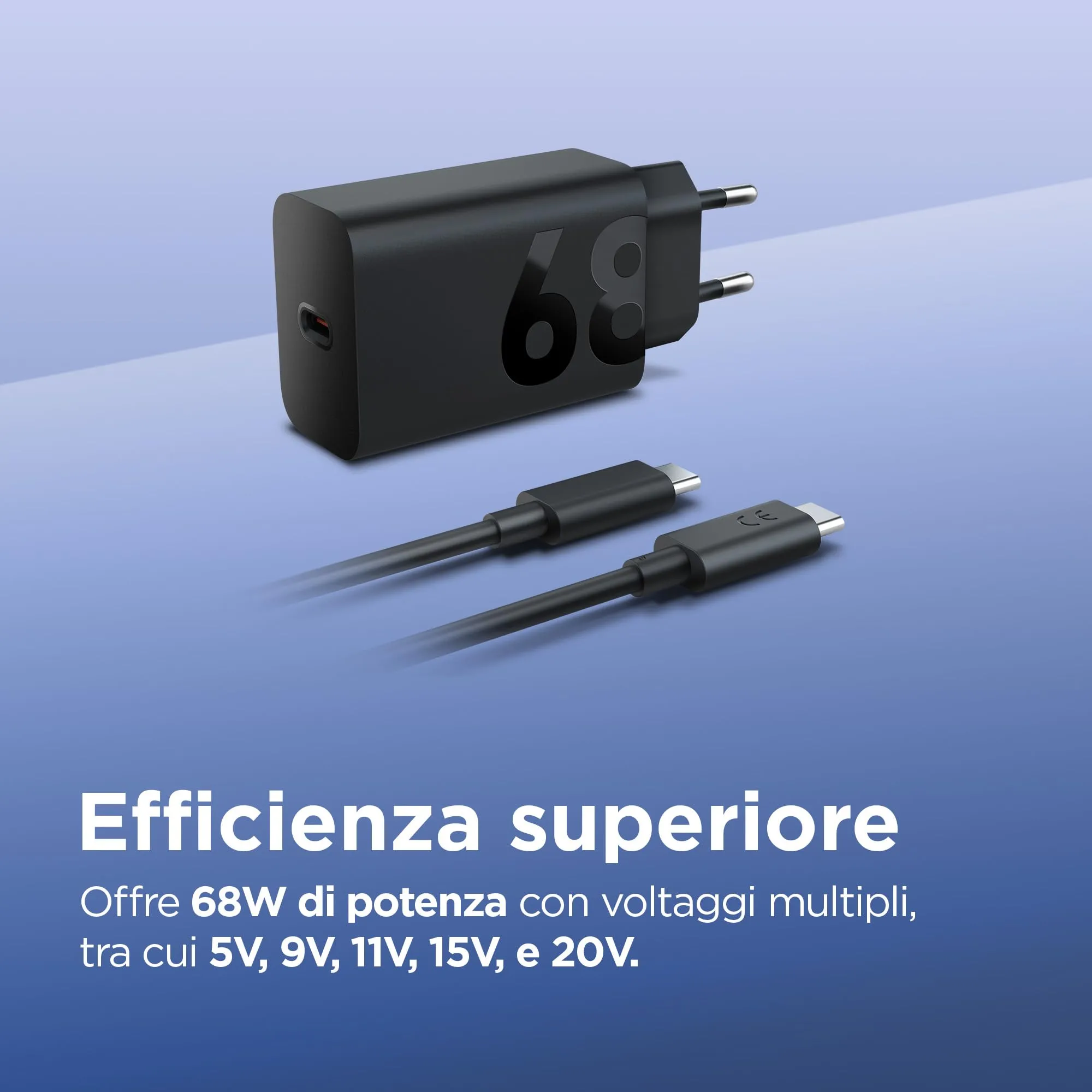Lenovo 68W USB-C GaN Wall Charger with 1.5m 6A Cable - immagine 2
