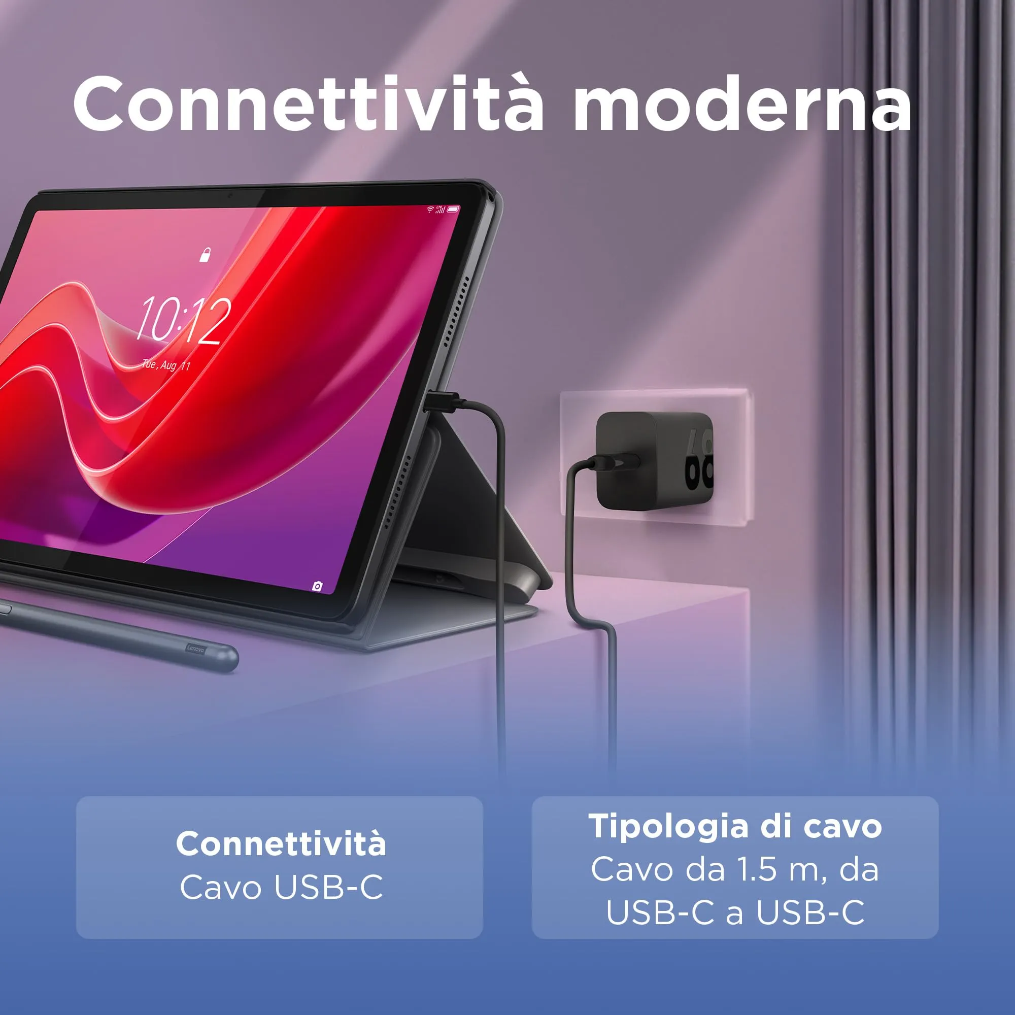Lenovo 68W USB-C GaN Wall Charger with 1.5m 6A Cable - immagine 4