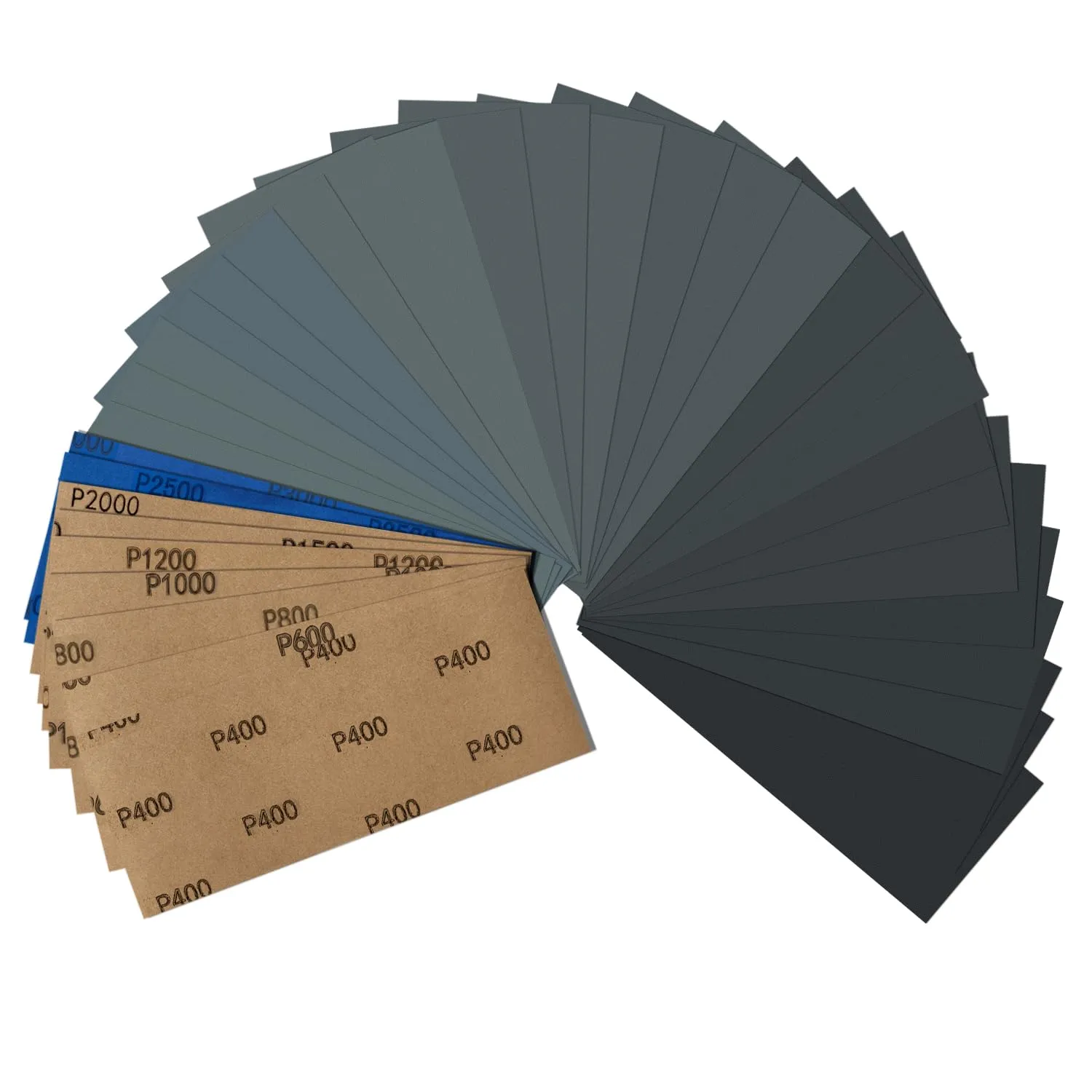 auriikoop Set Carta Vetrata Umida e Asciutta 36 Pezzi, 23 x 9 cm, Grana 400-3000 - immagine 1