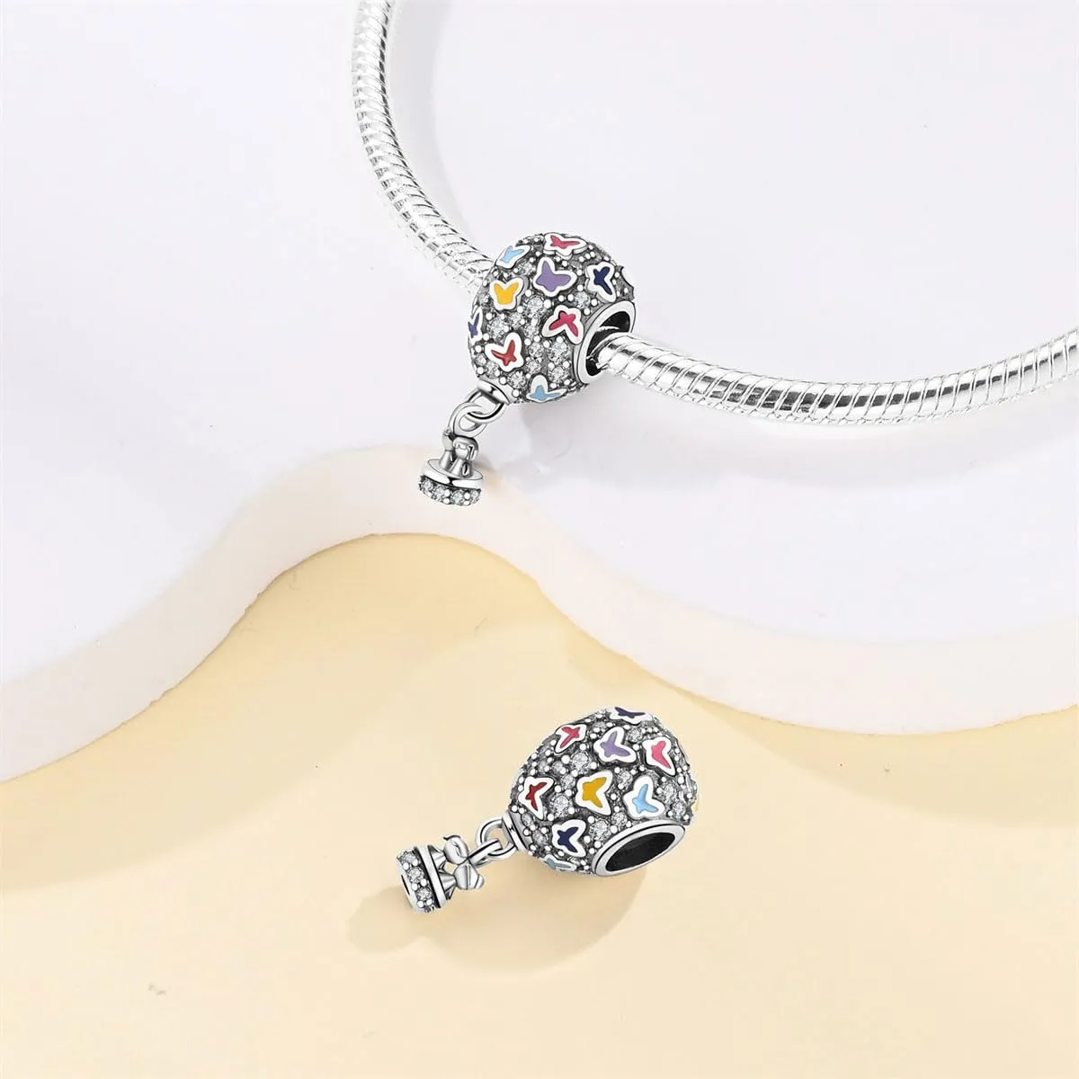 TINSLO Bead Charm in Argento Sterling 925 con Cubic Zirconia, Compatibile con Braccialetti e Collane Europee - immagine 2