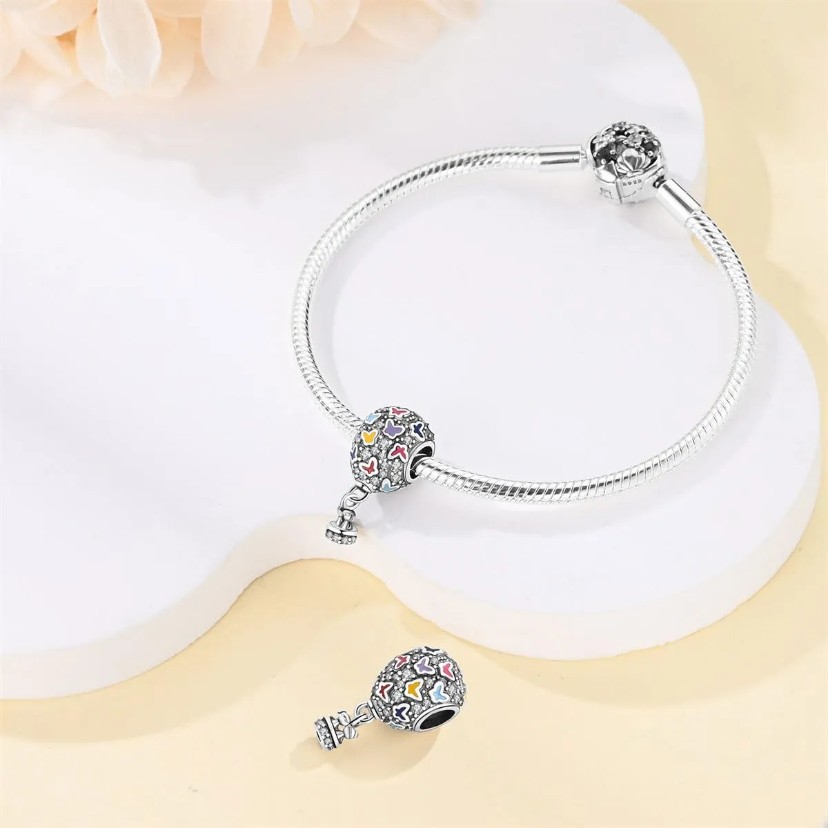 TINSLO Bead Charm in Argento Sterling 925 con Cubic Zirconia, Compatibile con Braccialetti e Collane Europee - immagine 3