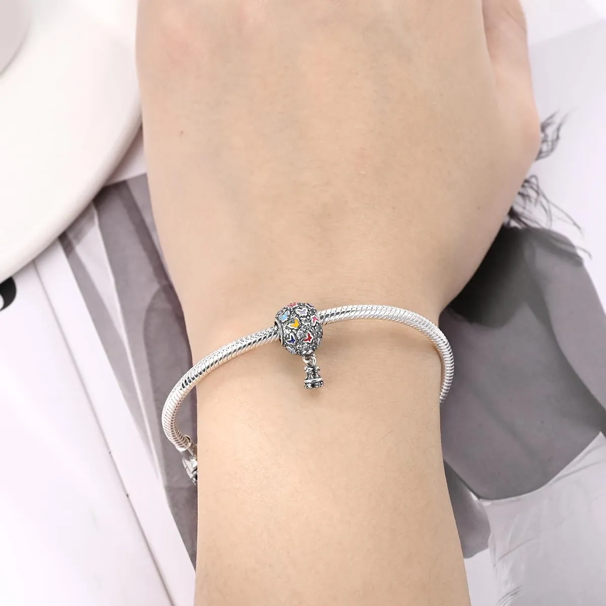 TINSLO Bead Charm in Argento Sterling 925 con Cubic Zirconia, Compatibile con Braccialetti e Collane Europee - immagine 4