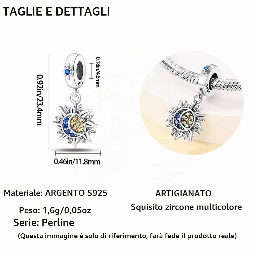 TINSLO Bead Charm in Argento Sterling 925 con Cubic Zirconia per Braccialetti e Collane Europei - immagine 5