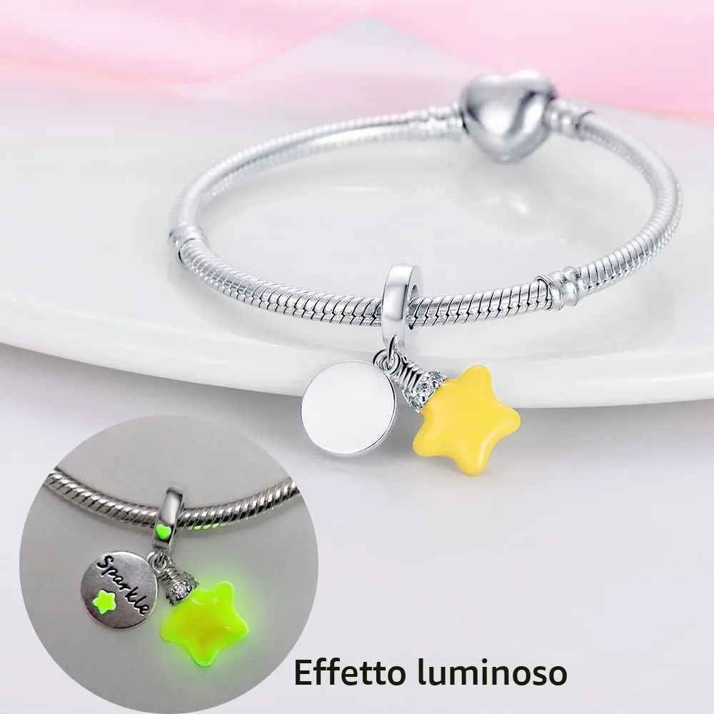 TINSLO Bead Charm in Argento Sterling 925 con Cubic Zirconia, Compatibile con Braccialetti e Collane Pandora e Europei - immagine 2