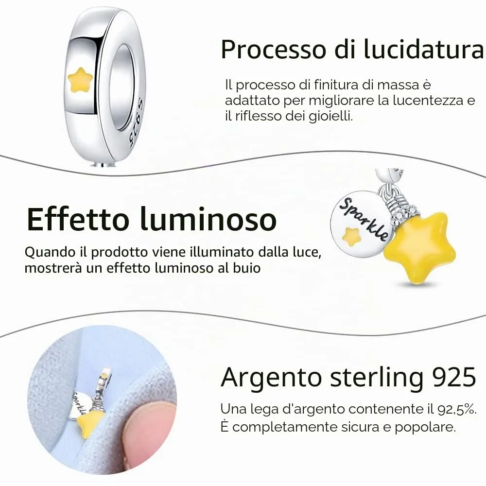 TINSLO Bead Charm in Argento Sterling 925 con Cubic Zirconia, Compatibile con Braccialetti e Collane Pandora e Europei - immagine 4