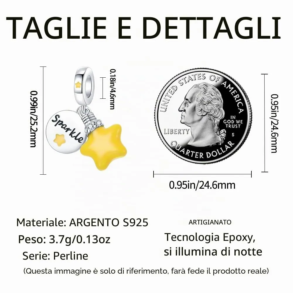 TINSLO Bead Charm in Argento Sterling 925 con Cubic Zirconia, Compatibile con Braccialetti e Collane Pandora e Europei - immagine 5