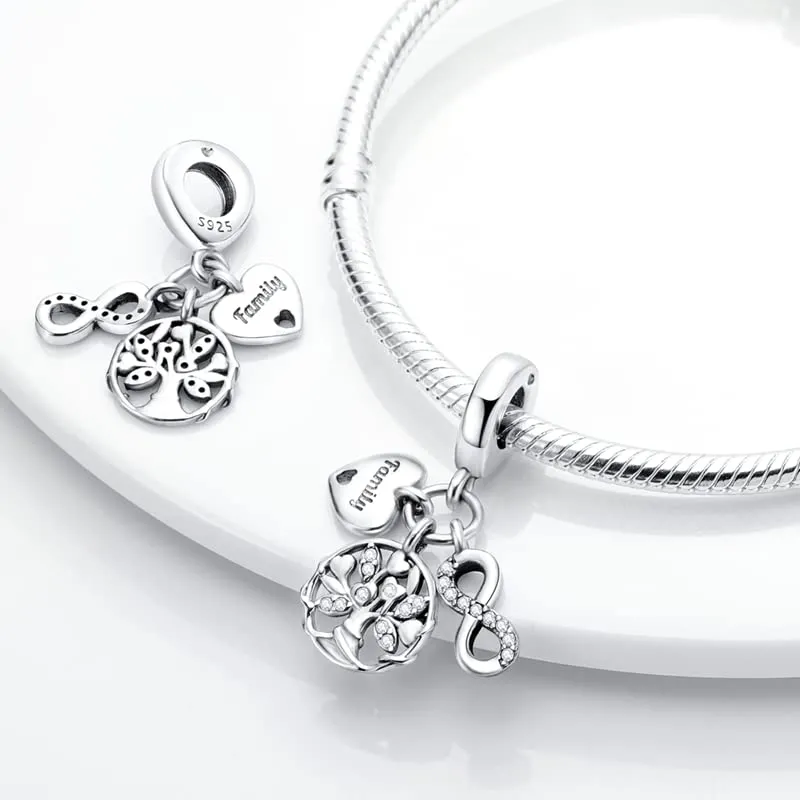 TINSLO Bead Charm in Argento Sterling 925 con Cubic Zirconia, Compatibile con Braccialetti e Collane Pandora e Europei - immagine 2