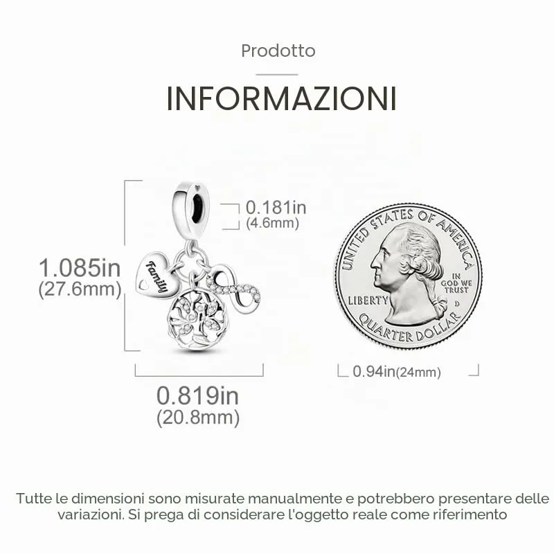 TINSLO Bead Charm in Argento Sterling 925 con Cubic Zirconia, Compatibile con Braccialetti e Collane Pandora e Europei - immagine 5