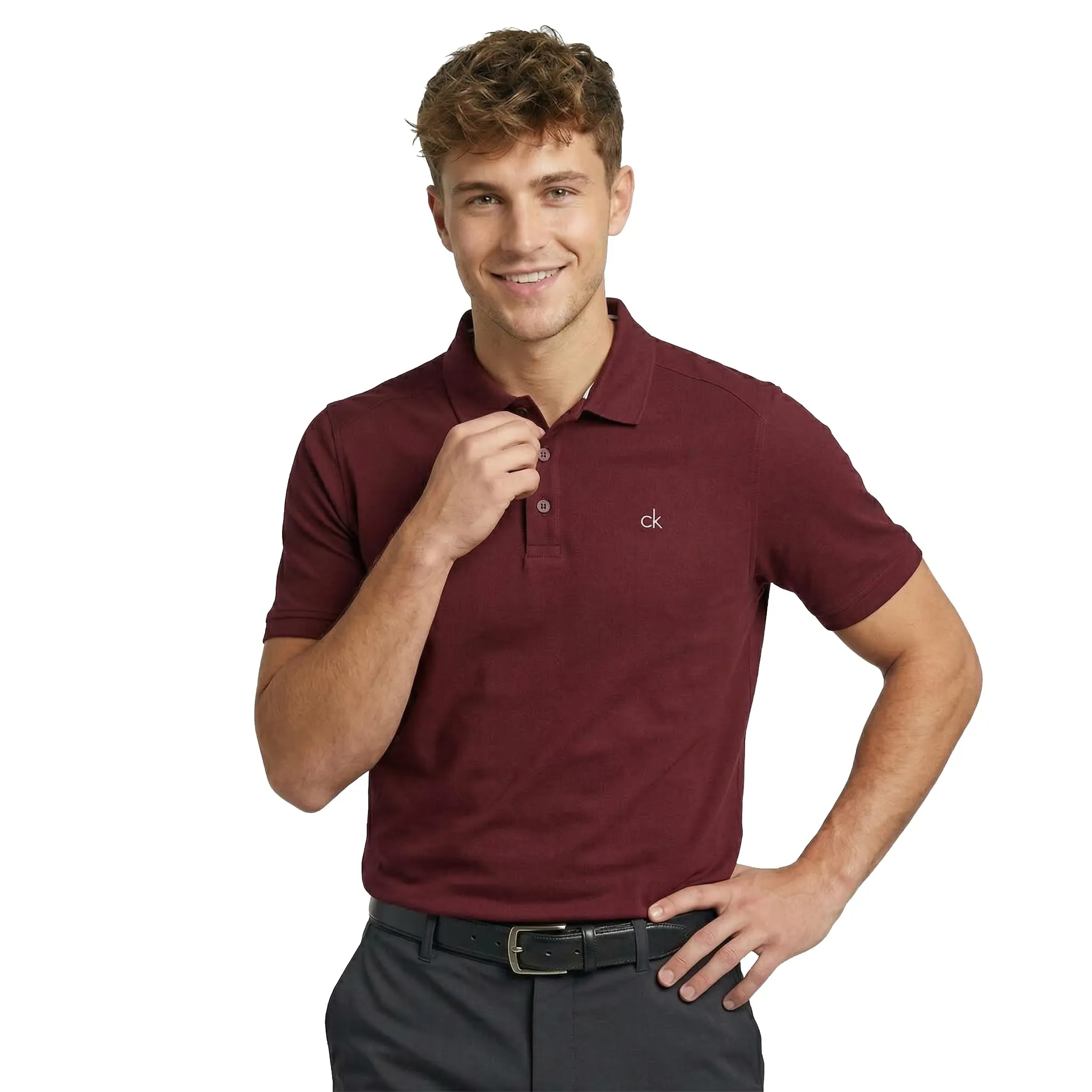 Calvin Klein Polo Golf Campus Uomo - Borgogna - L - immagine 2