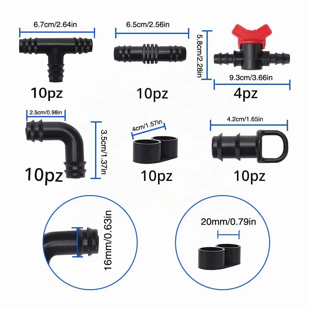VooGenzek Kit Raccordi di Irrigazione per Tubi 16mm, 54 Pezzi - immagine 2
