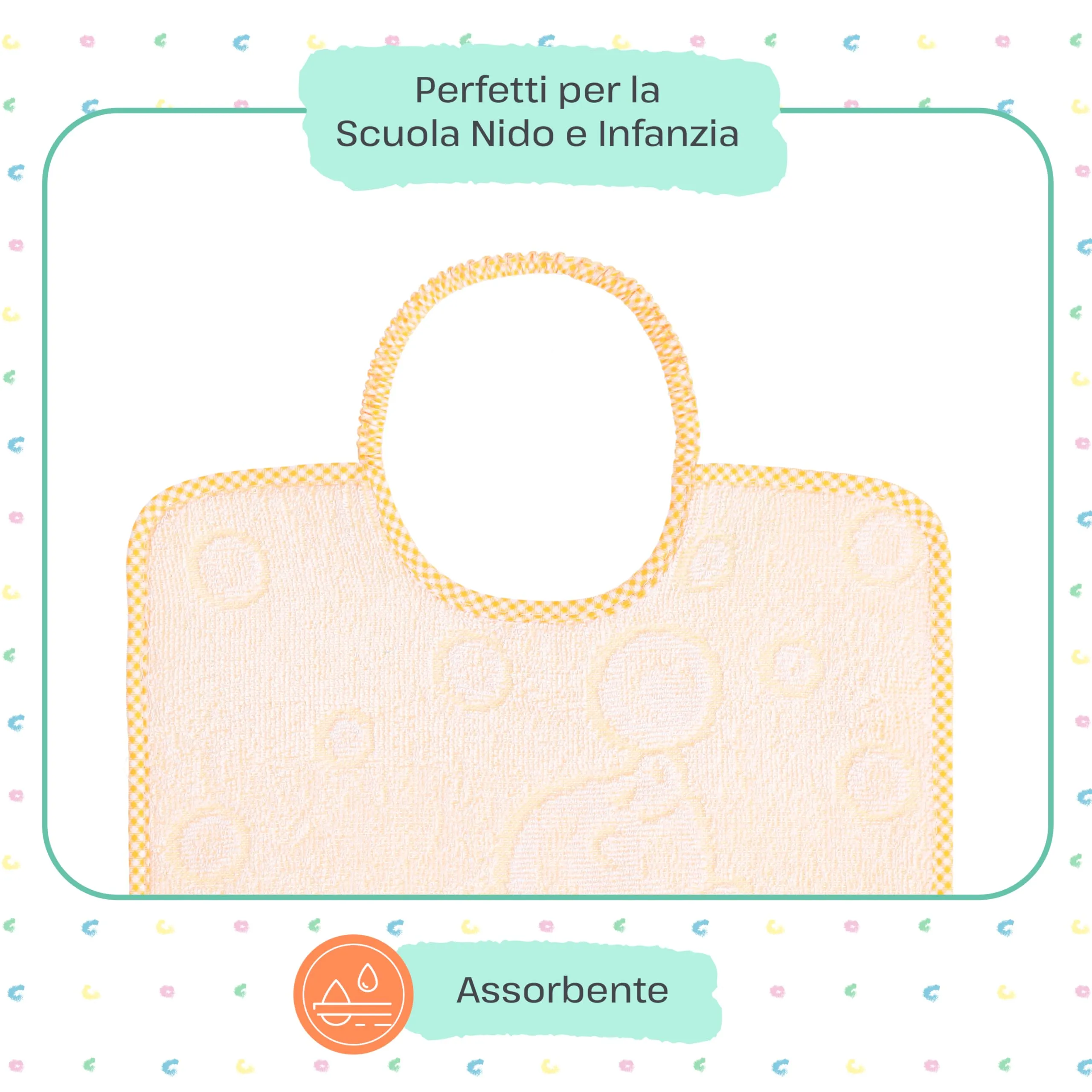 EMMEBi Bavaglini Asilo in Spugna di Cotone per Bambini, Azzurro Elastico - immagine 5