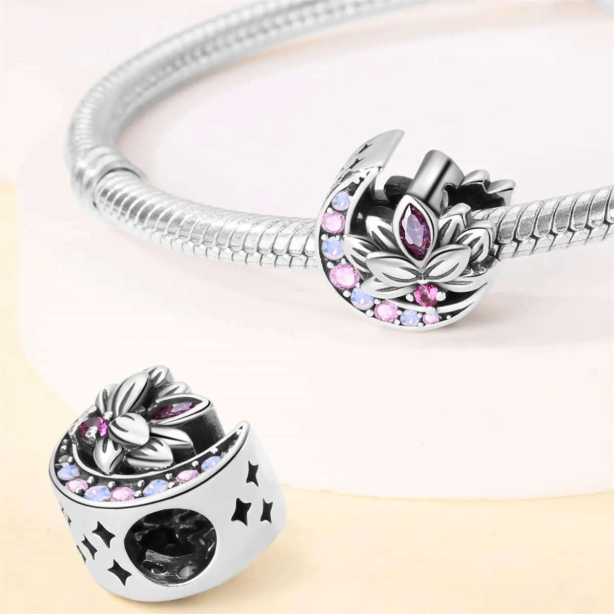 Pandach Bead Charm in Argento Sterling 925 con Cubic Zirconia per Braccialetti e Collane Pandora e Europei - immagine 2