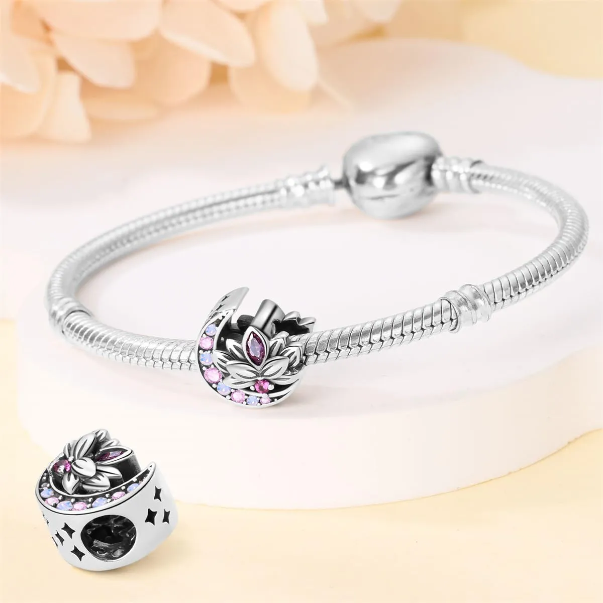 Pandach Bead Charm in Argento Sterling 925 con Cubic Zirconia per Braccialetti e Collane Pandora e Europei - immagine 3