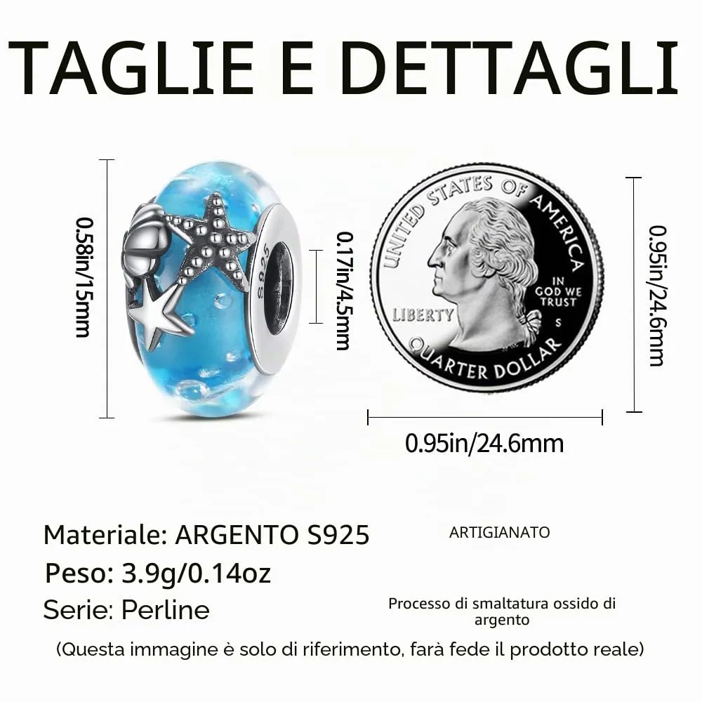 TINSLO Bead Charm Ciondolo Argento Sterling 925 con Cubic Zirconia per Braccialetti e Collane Pandora e Europei - immagine 4
