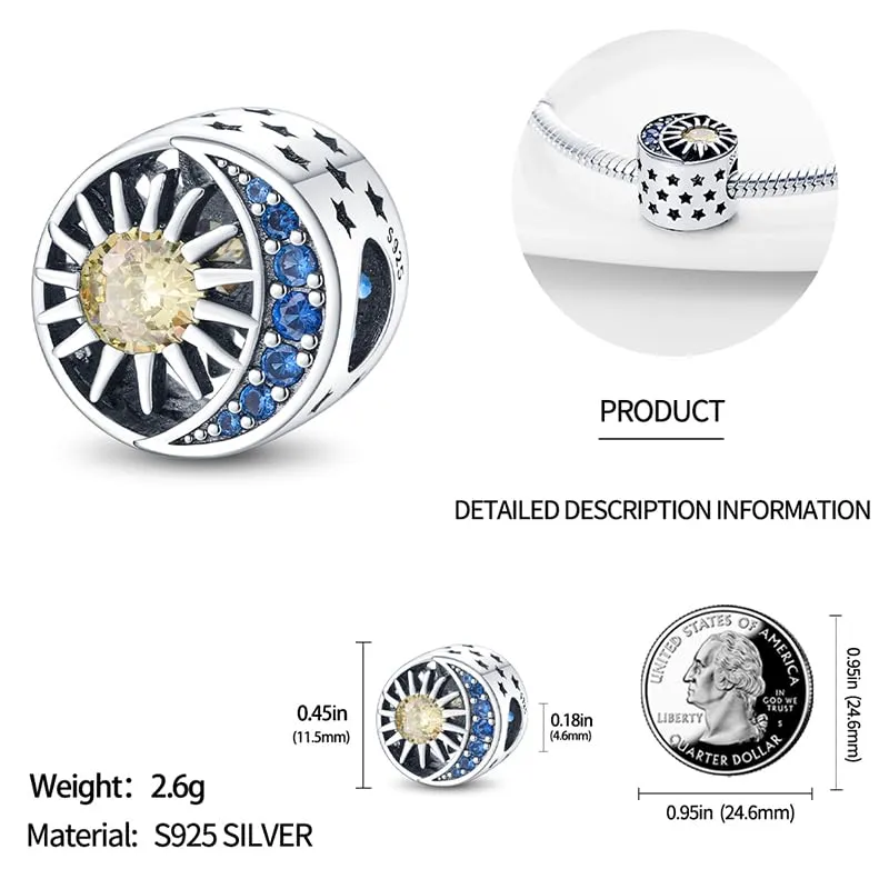 Pandach Bead Charm in Argento Sterling 925 con Cubic Zirconia per Braccialetti e Collane Europei - immagine 4