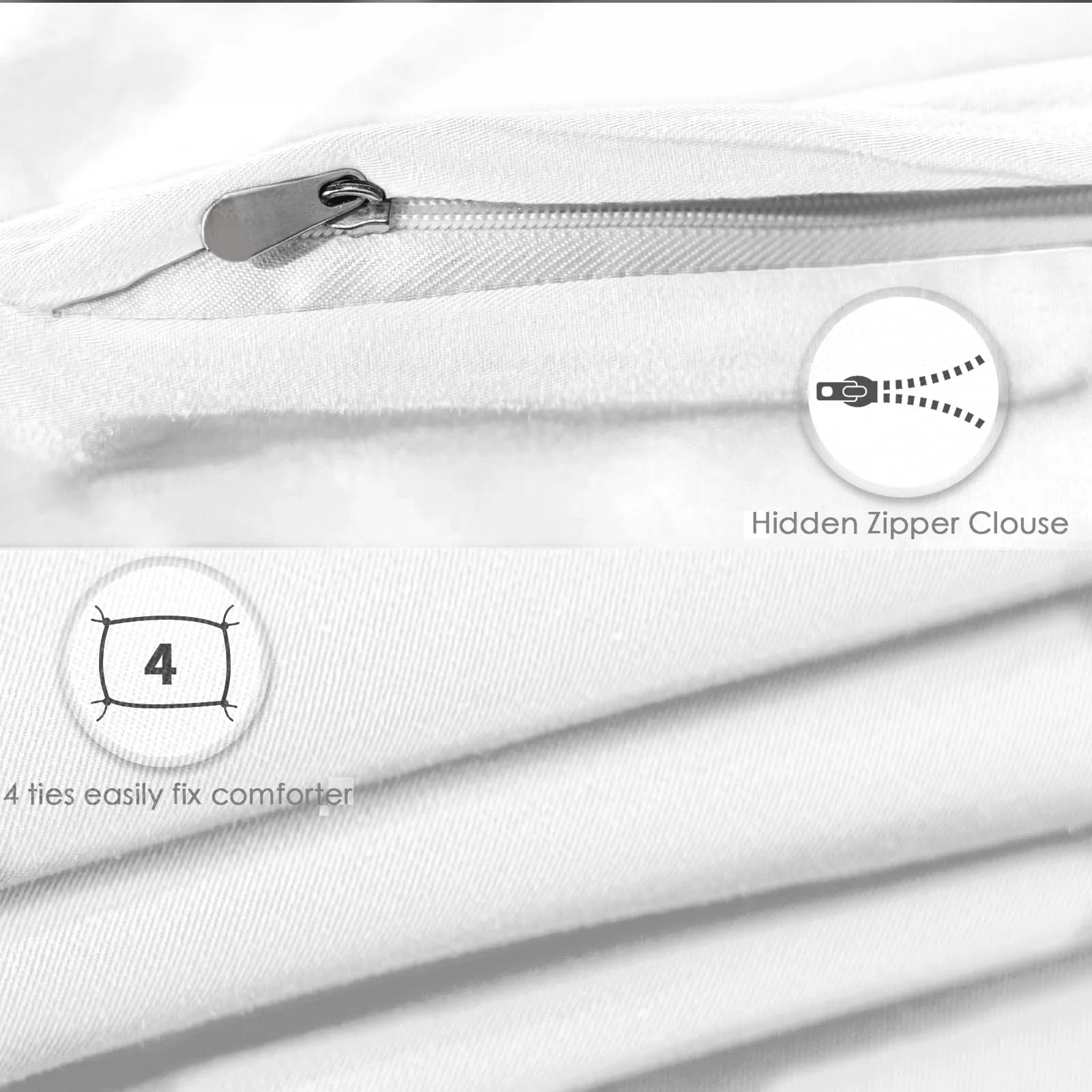 Cotopuro Set Copripiumino Matrimoniale 100% Cotone 240x220 con 2 Federe 50x80, Bianco - immagine 4