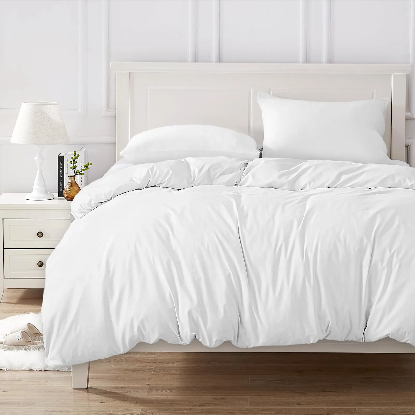 Cotopuro Set Copripiumino Matrimoniale 100% Cotone 240x220 con 2 Federe 50x80, Bianco - immagine 6