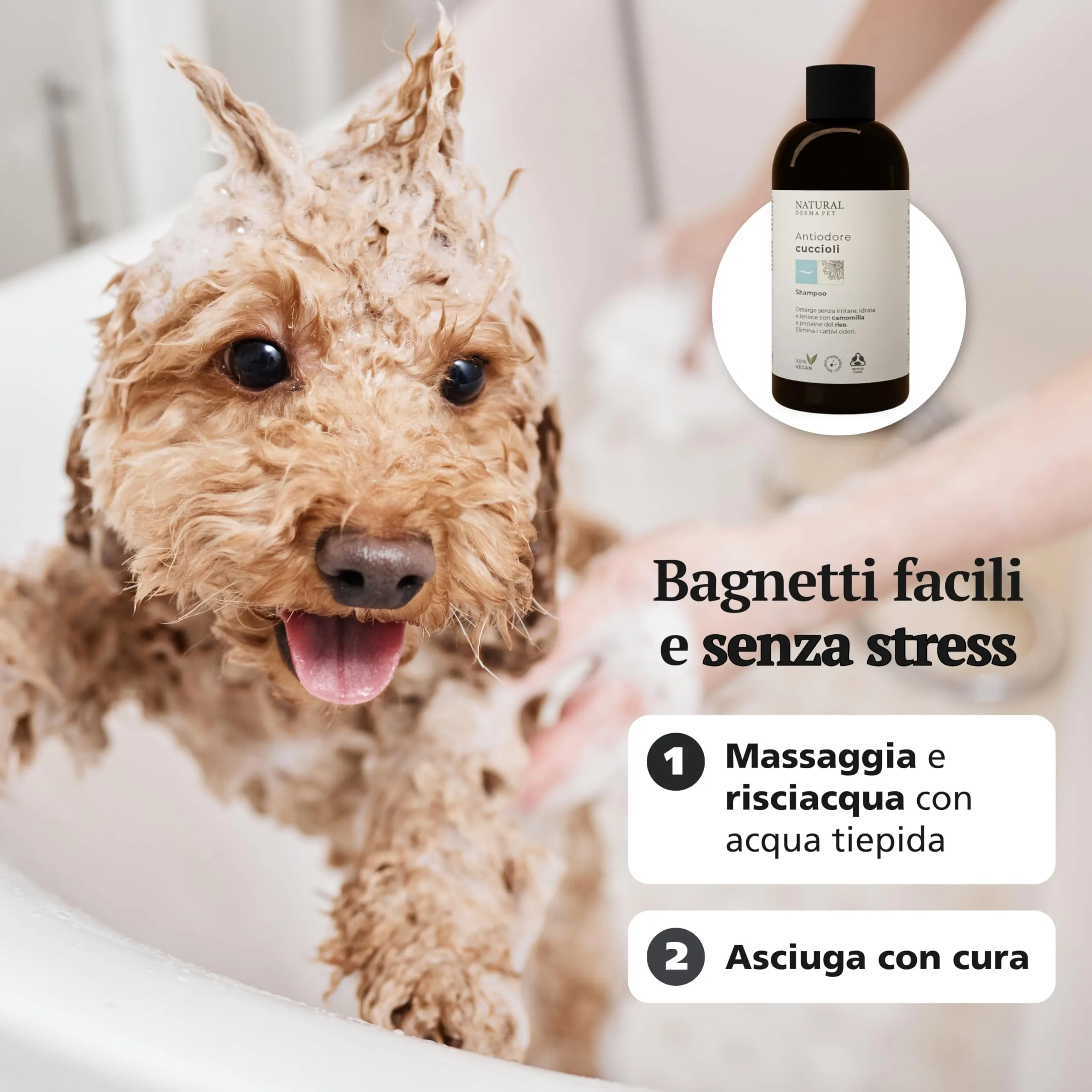 Natural Derma Pet Shampoo per Cani Cuccioli Antiodore Delicato, 200 ml - immagine 4