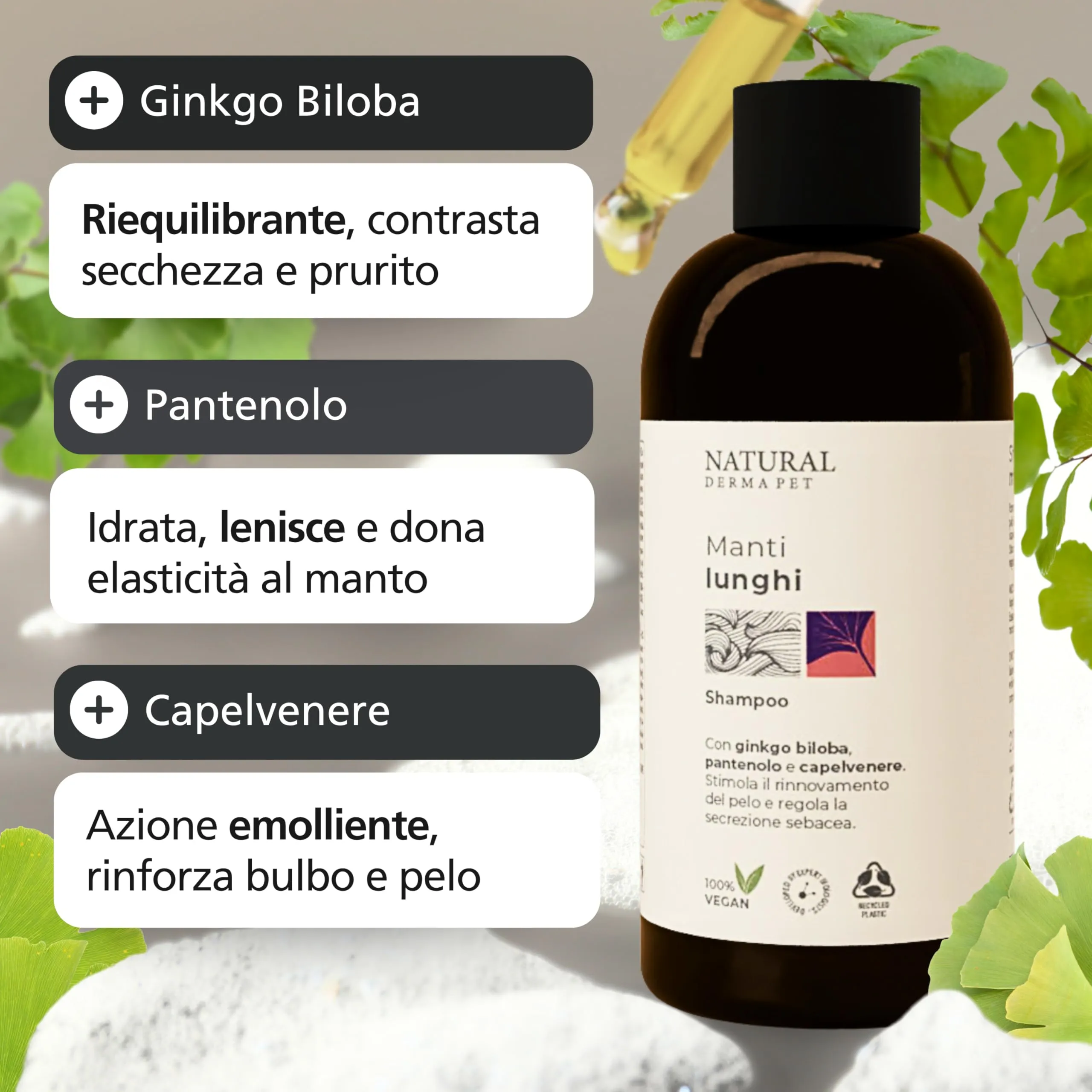 Natural Derma Pet Shampoo per Cani Pelo Lungo Districante, 200 ml - immagine 5