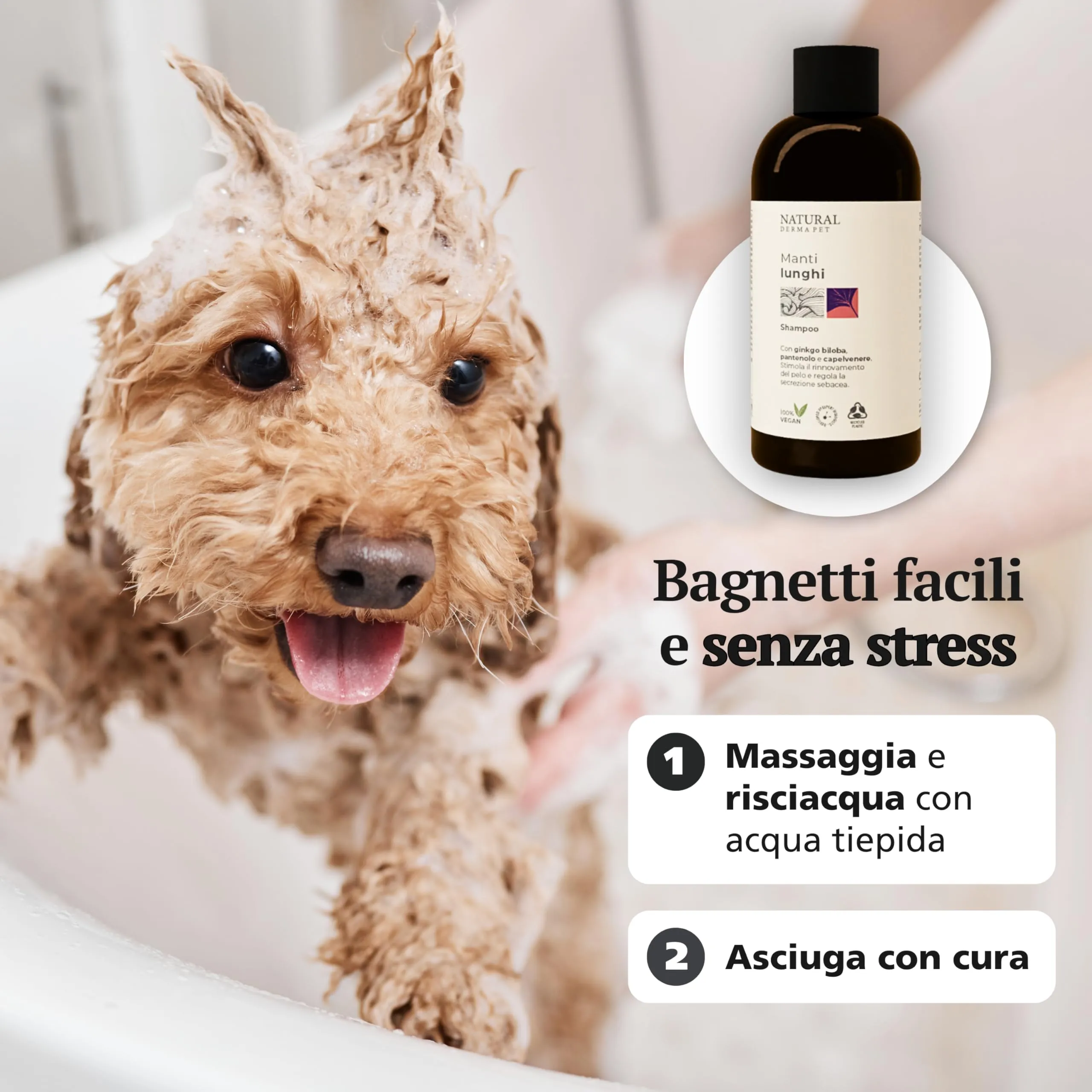 Natural Derma Pet Shampoo per Cani Pelo Lungo Districante, 200 ml - immagine 6